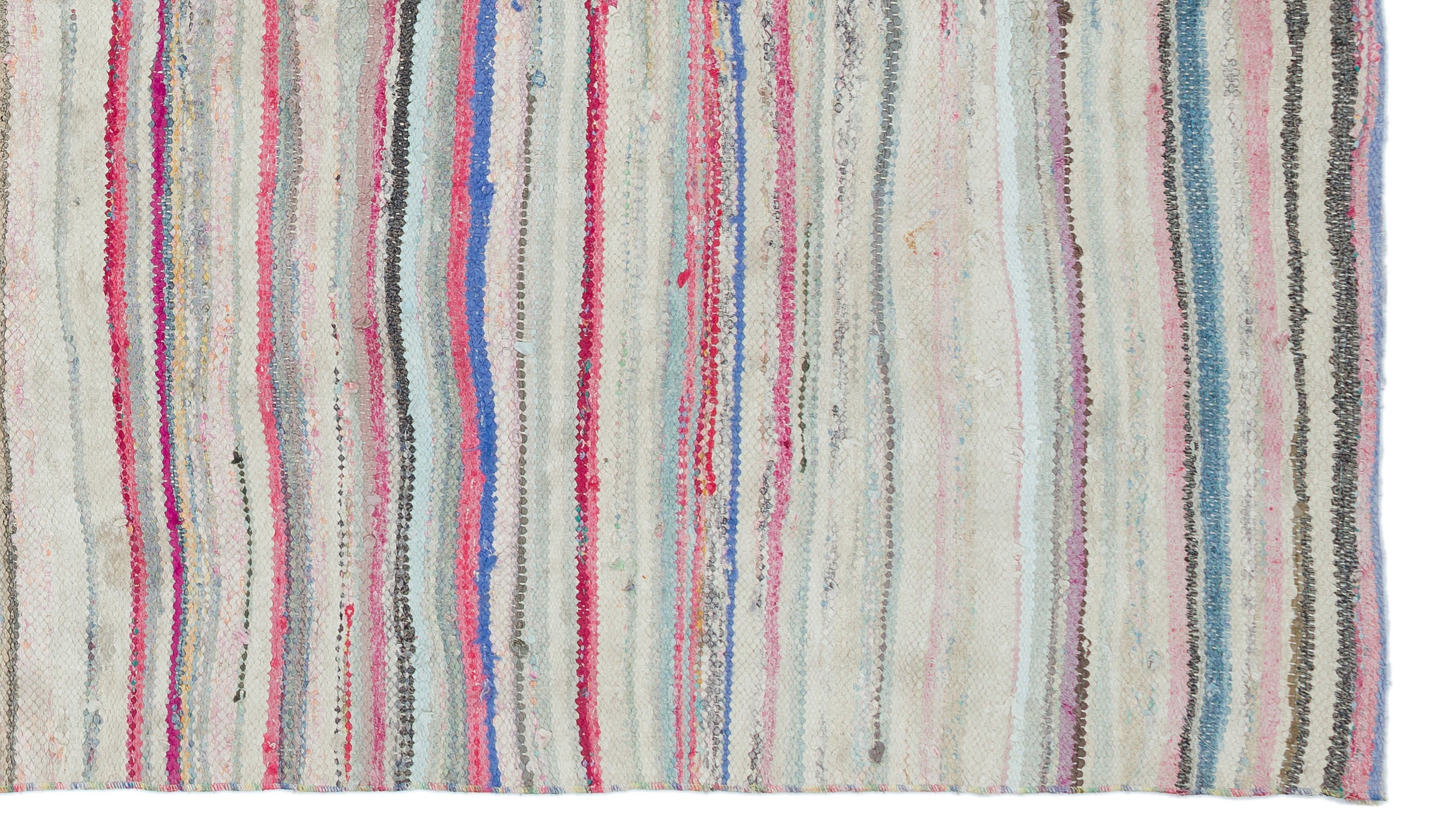 Girit Beige Striped Wool Handmade Area Rug 4'9" x 8'2"