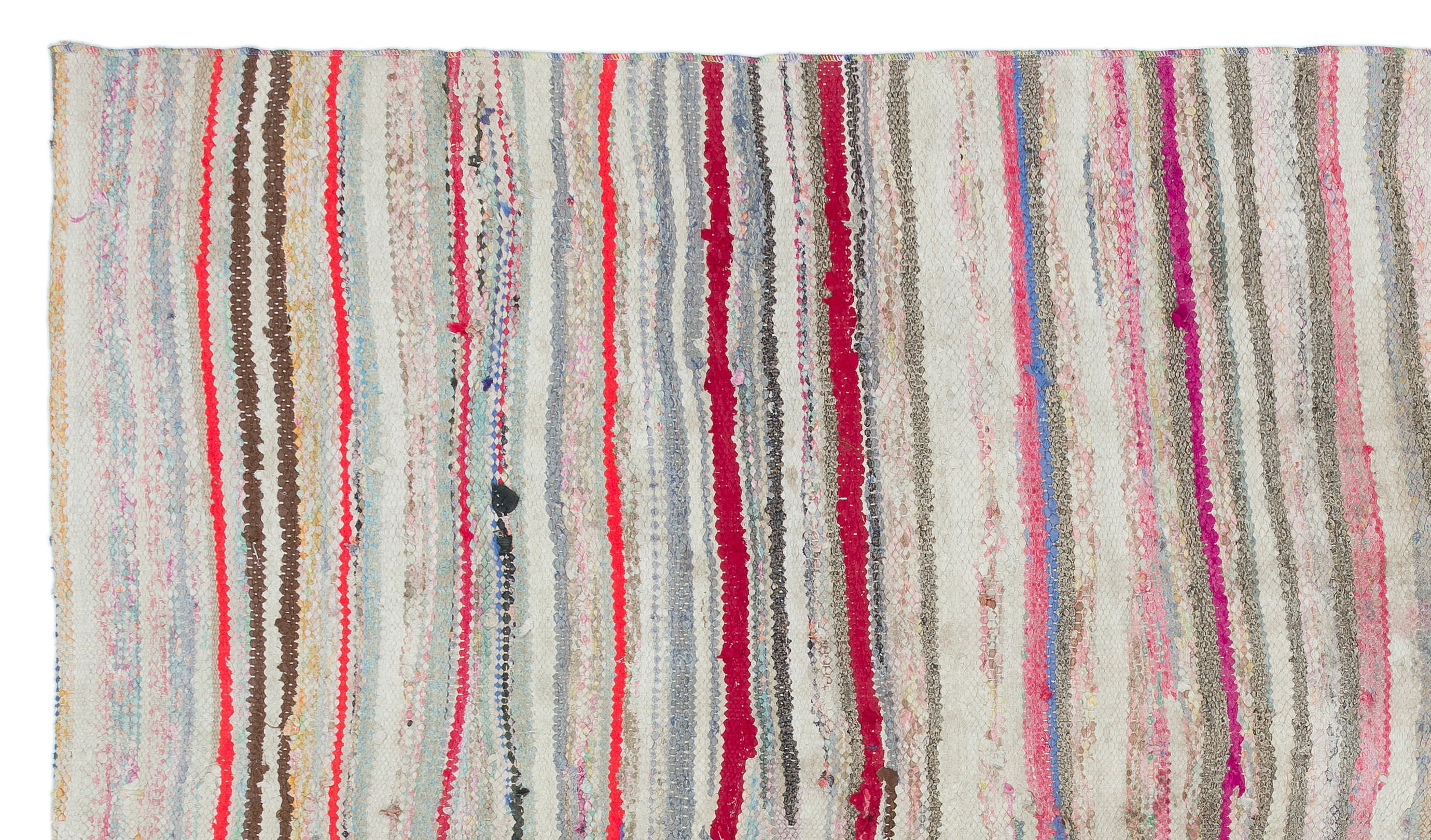 Girit Beige Striped Wool Handmade Area Rug 4'9" x 8'2"
