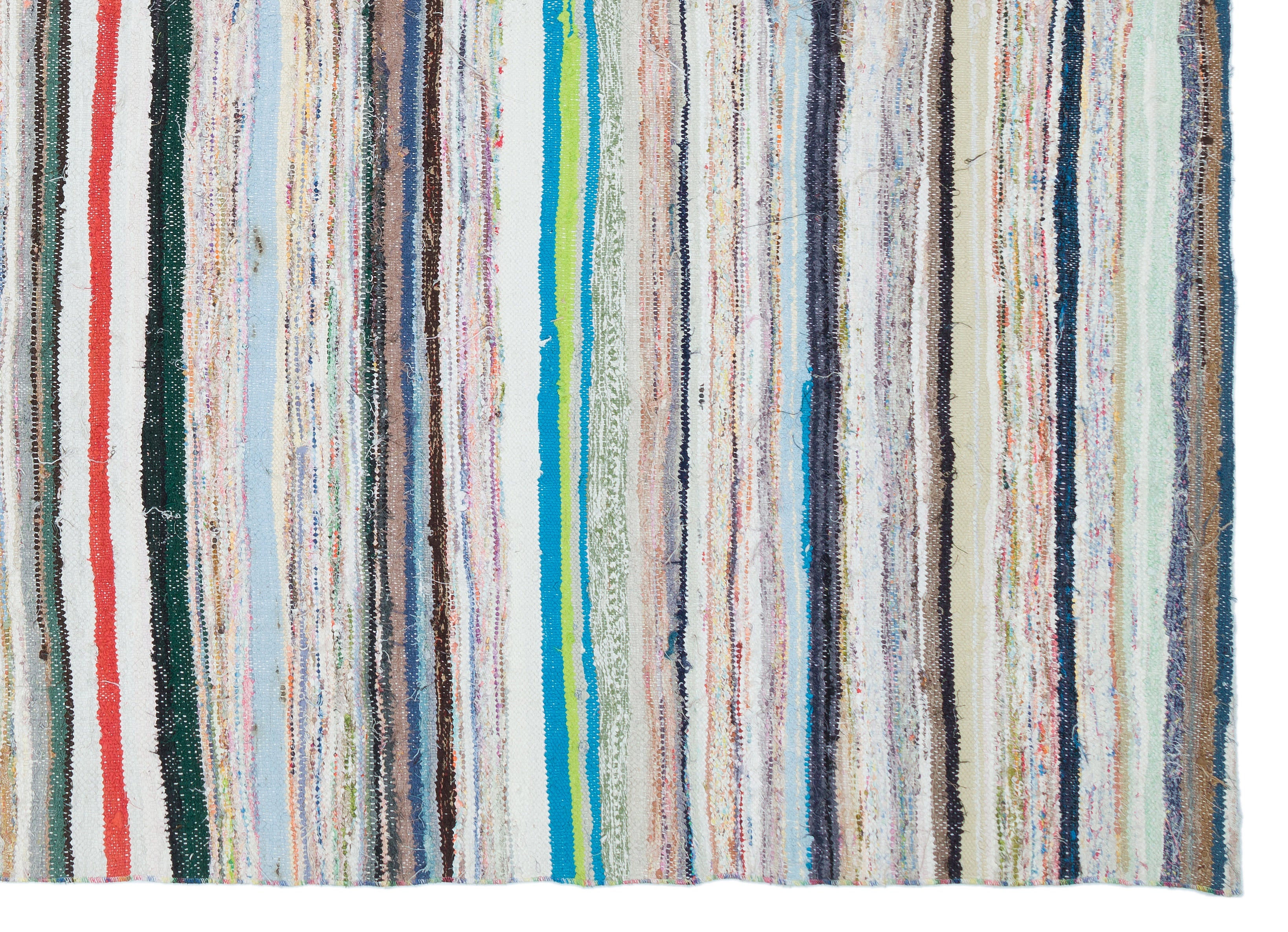Girit Beige Striped Wool Handmade Area Rug 6'11" x 9'5"