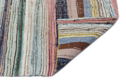 Girit Beige Striped Wool Handmade Area Rug 4'2" x 6'5"