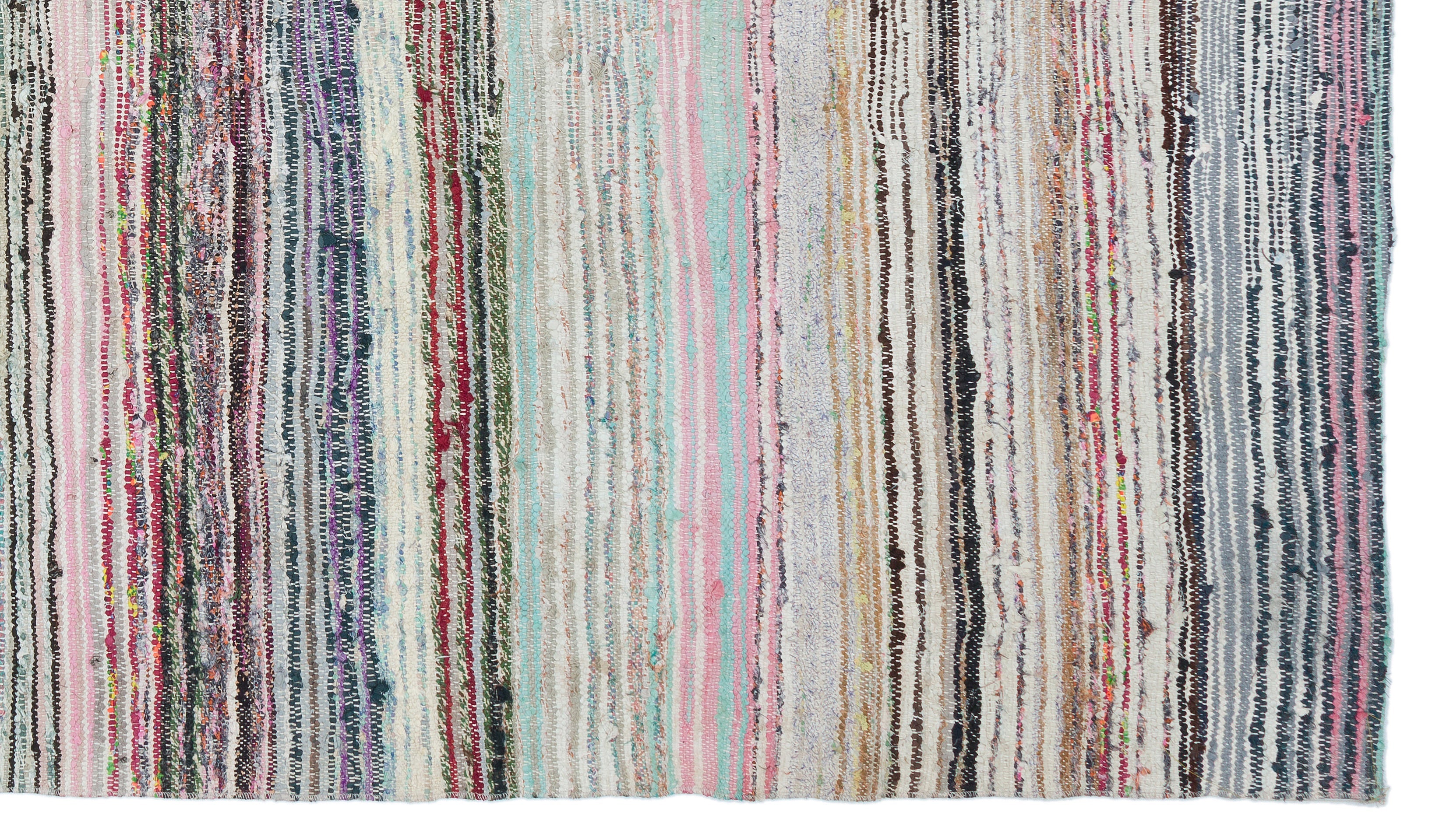 Girit Beige Striped Wool Handmade Area Rug 5'9" x 9'5"