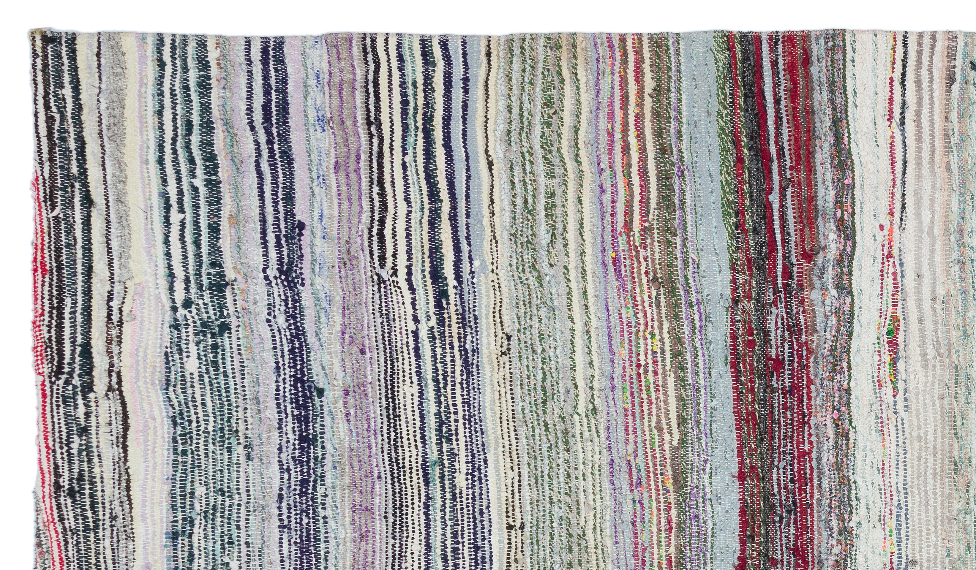 Girit Beige Striped Wool Handmade Area Rug 5'9" x 9'5"
