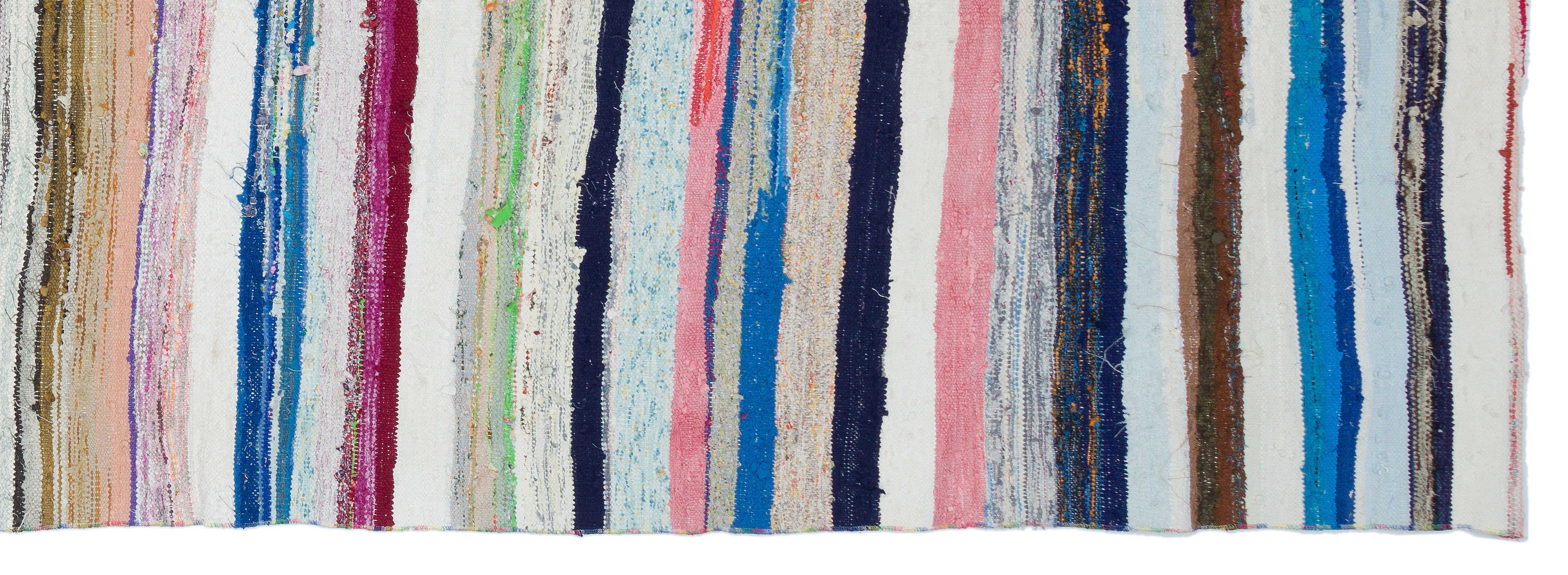 Girit Beige Striped Wool Handmade Area Rug 4'4" x 12'2"