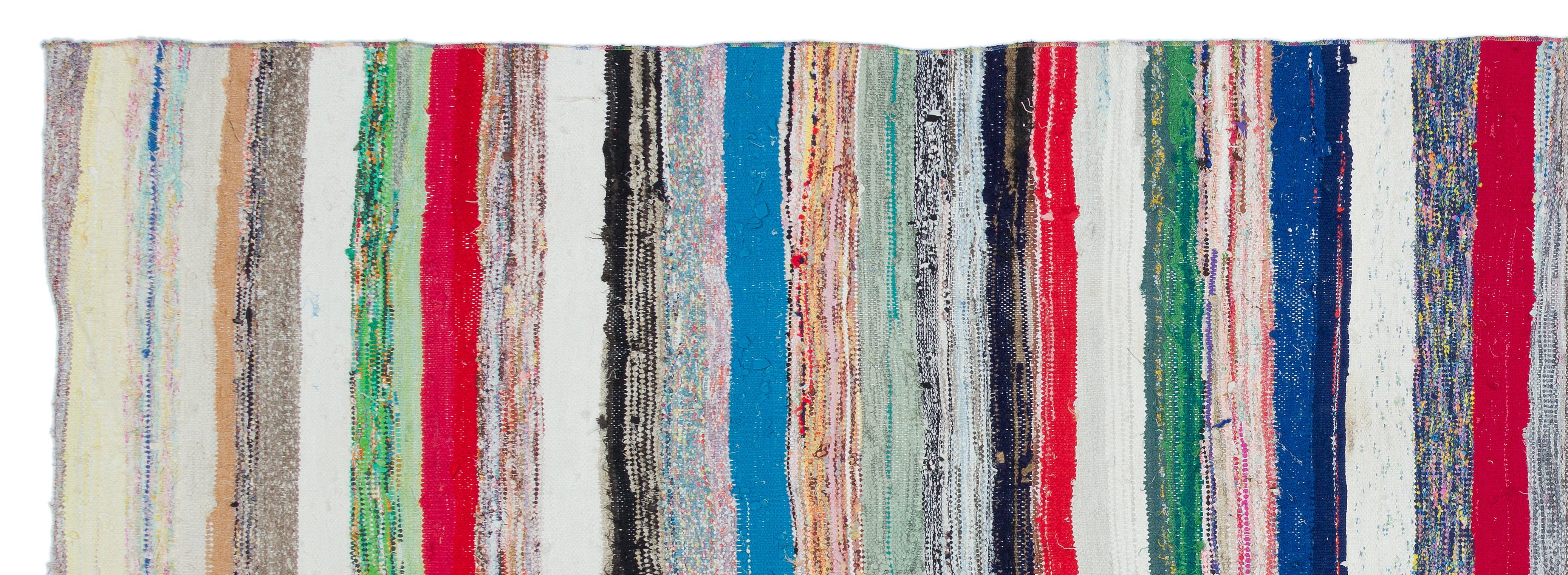 Girit Beige Striped Wool Handmade Area Rug 4'4" x 12'2"