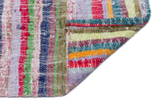 Girit Beige Striped Wool Handmade Area Rug 5'10" x 8'1"