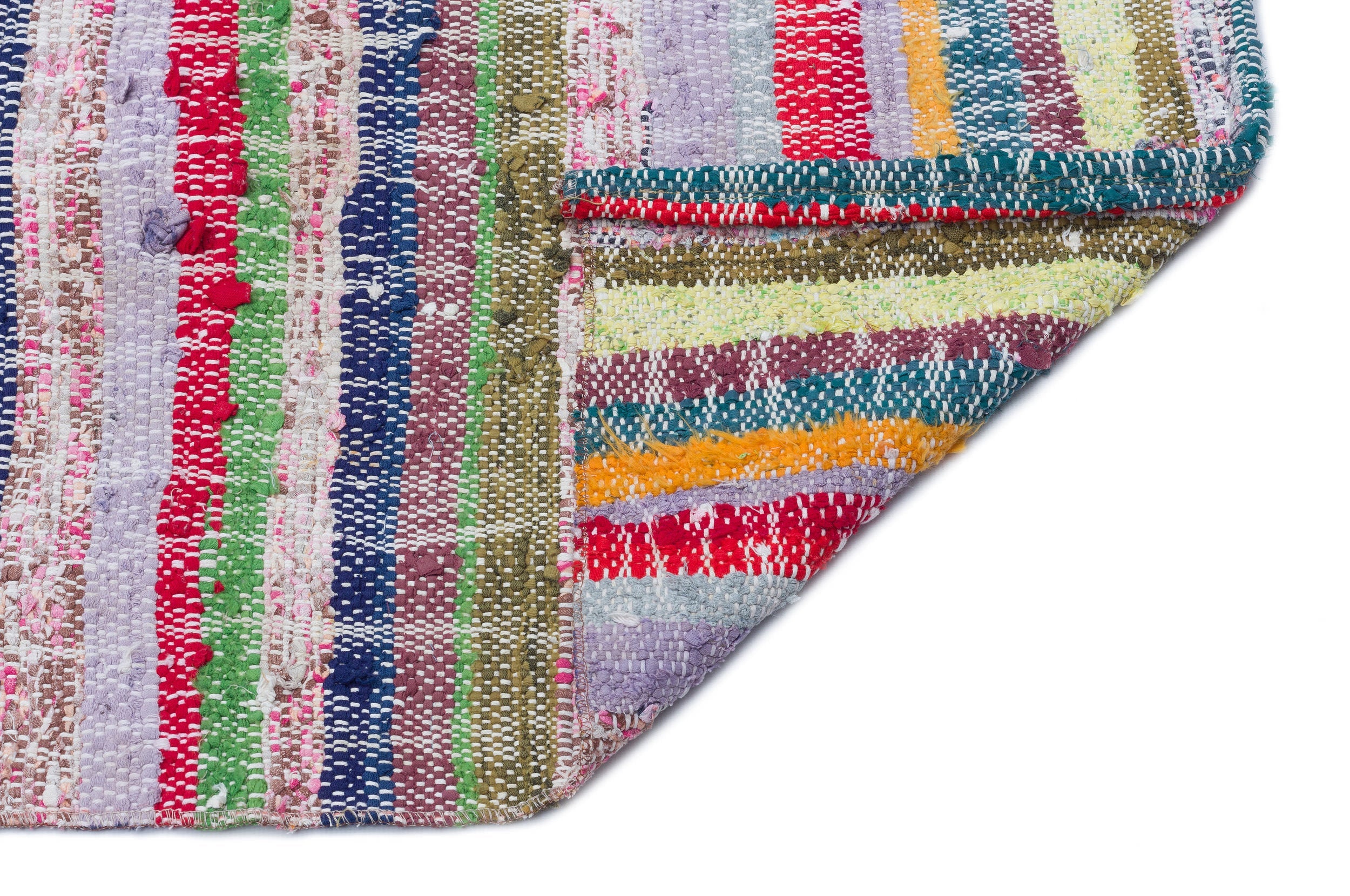 Girit Beige Striped Wool Handmade Area Rug 5'10" x 8'1"