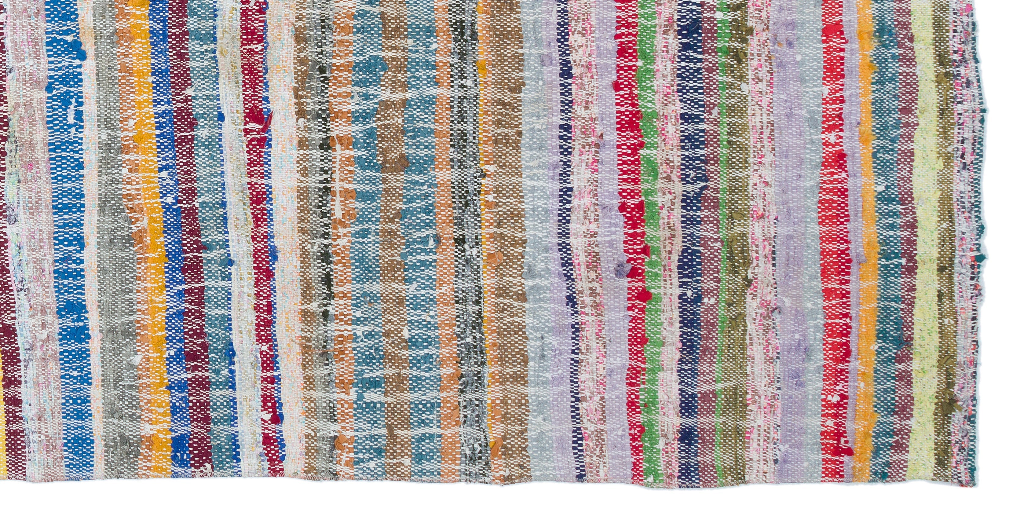 Girit Beige Striped Wool Handmade Area Rug 5'10" x 8'1"