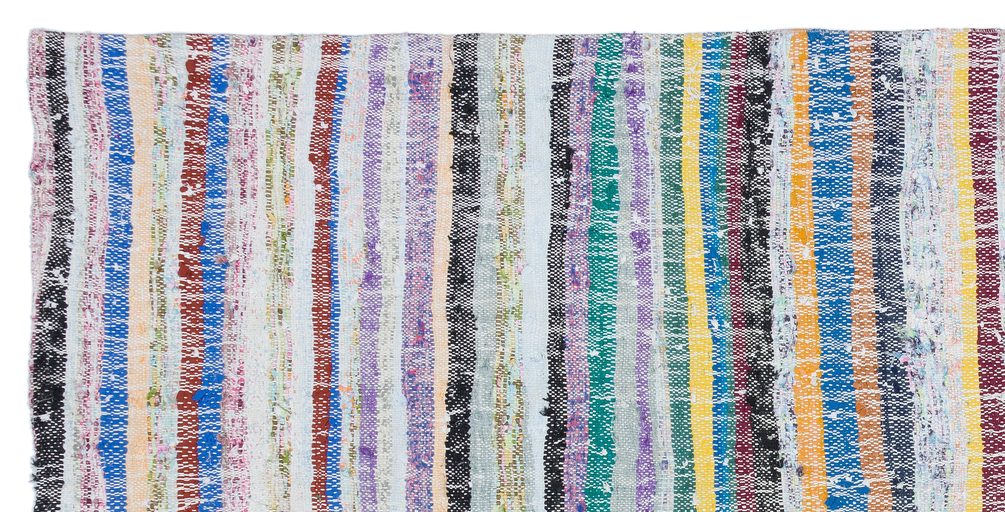 Girit Beige Striped Wool Handmade Area Rug 5'10" x 8'1"