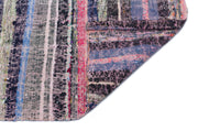 Girit Beige Striped Wool Handmade Area Rug 5'2" x 8'7"