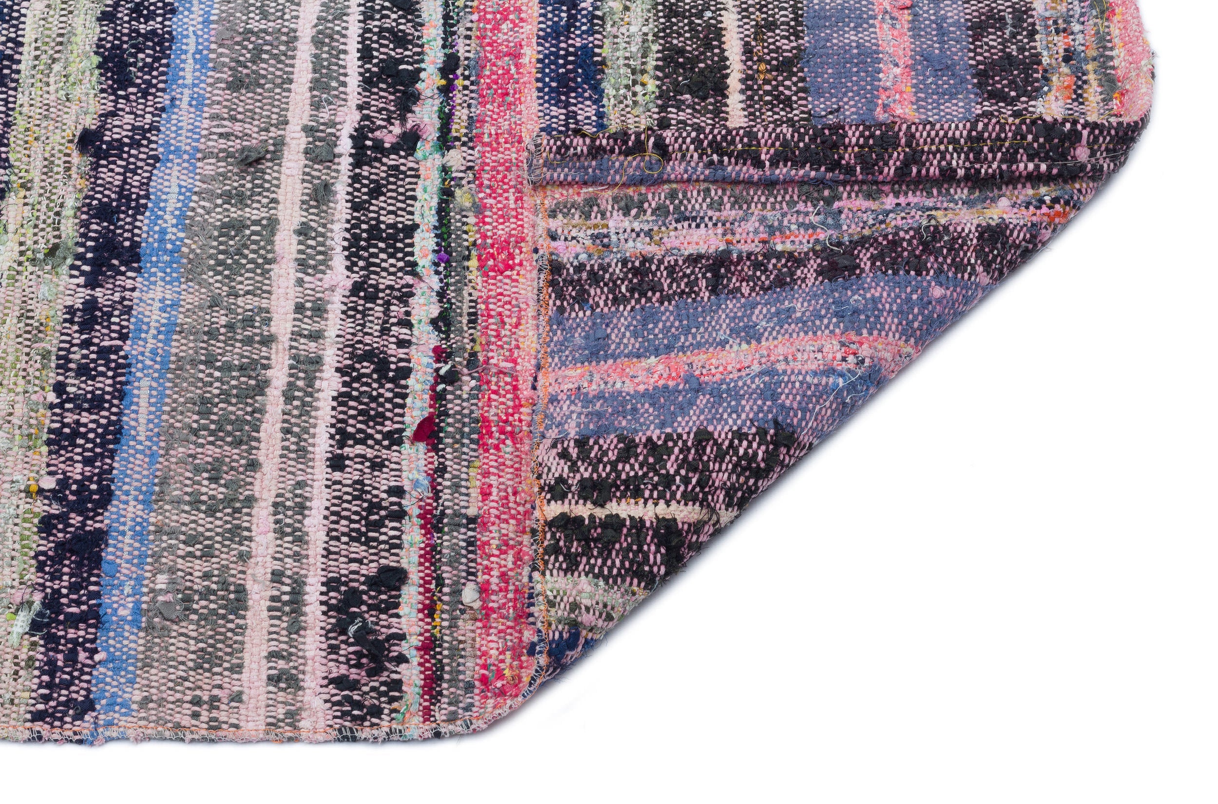 Girit Beige Striped Wool Handmade Area Rug 5'2" x 8'7"