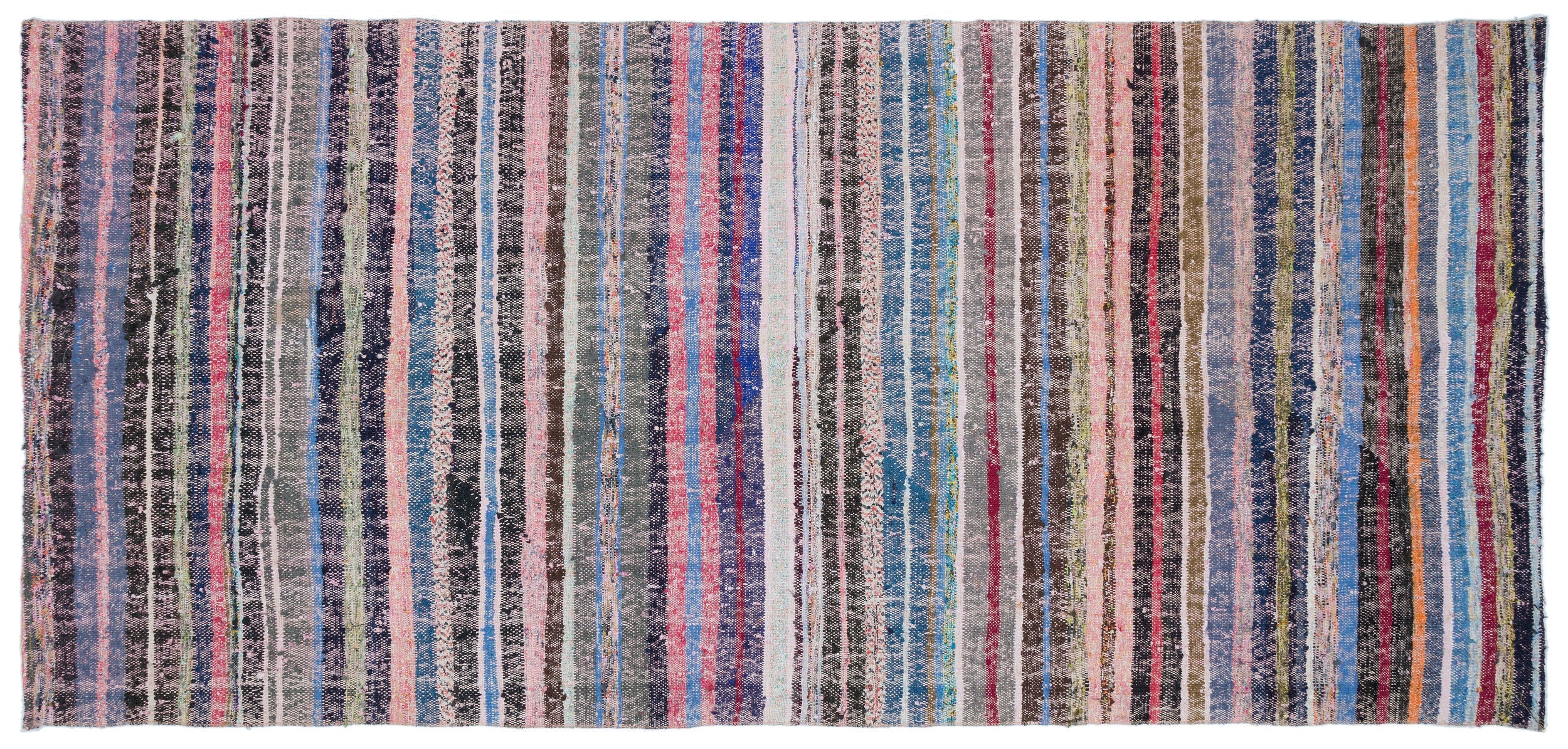 Girit Beige Striped Wool Handmade Area Rug 5'2" x 8'7"