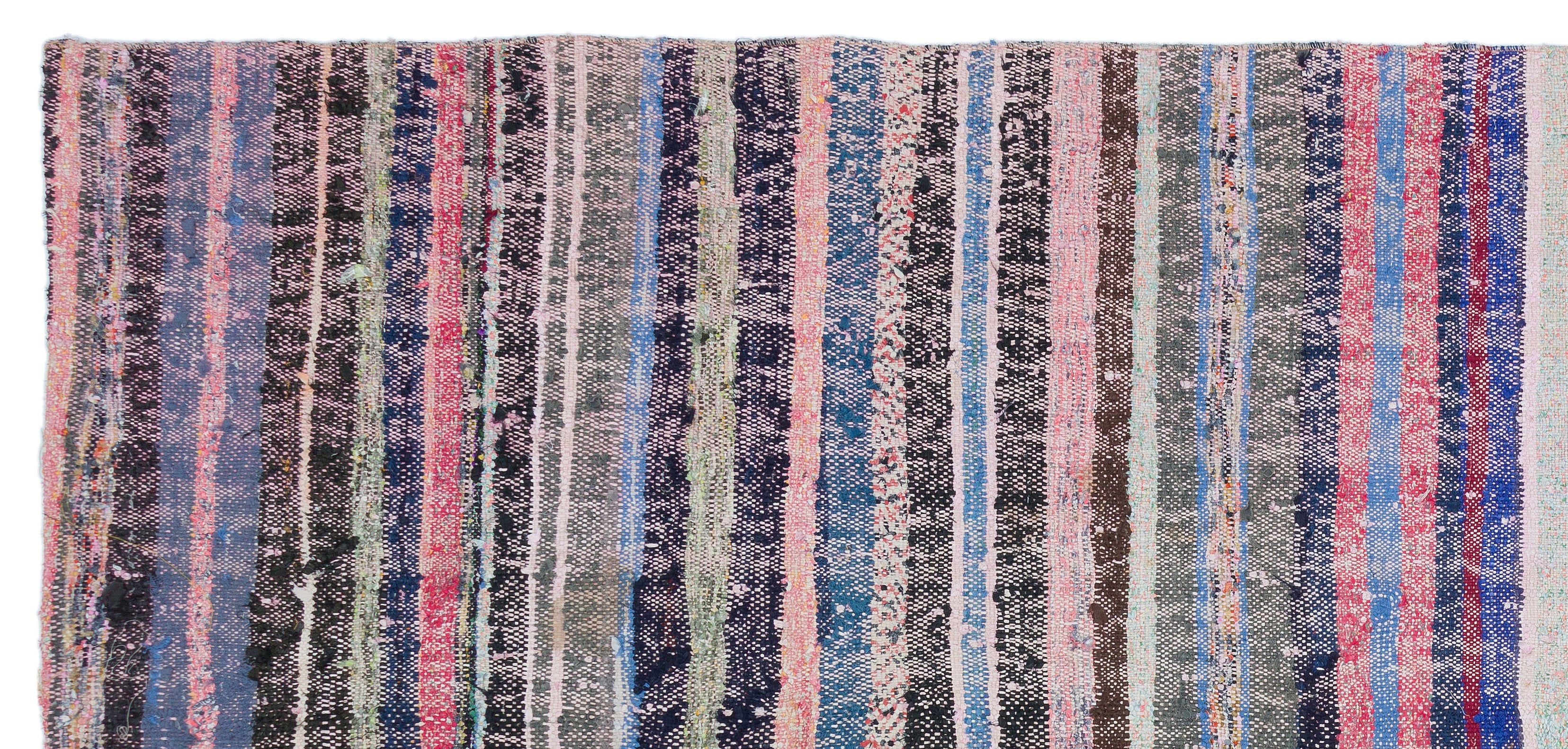 Girit Beige Striped Wool Handmade Area Rug 5'2" x 8'7"