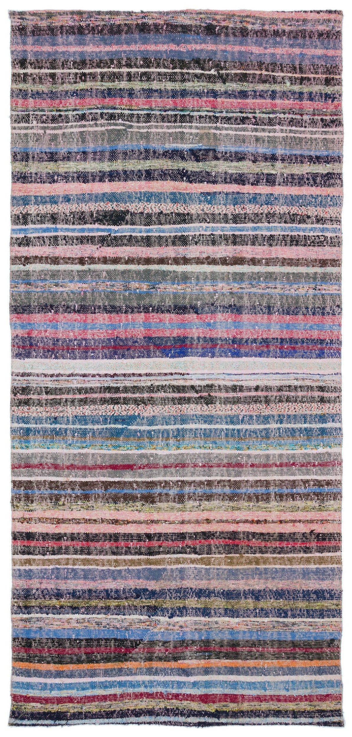 Girit Beige Striped Wool Handmade Area Rug 5'2" x 8'7"