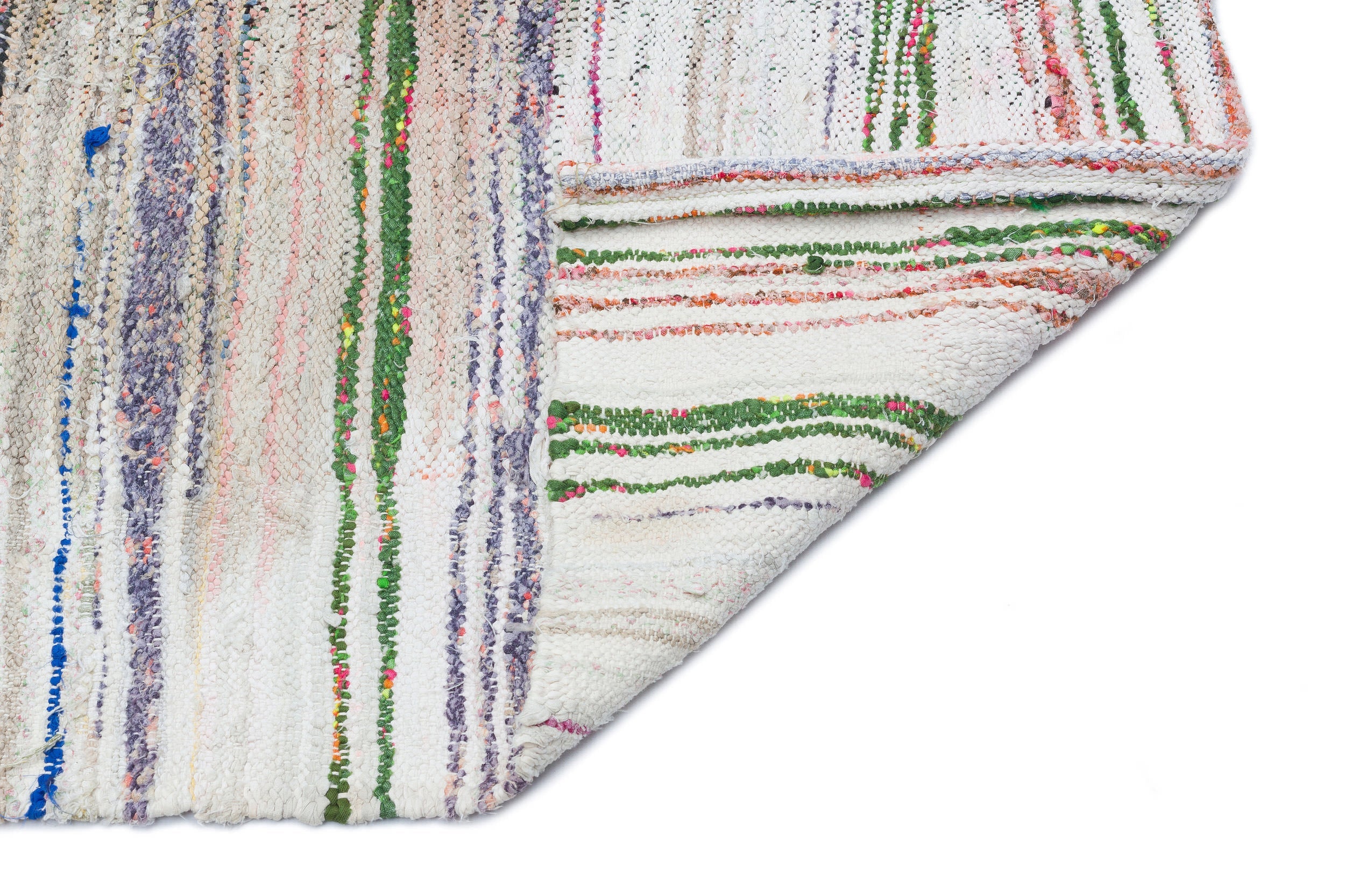 Girit Beige Striped Wool Handmade Area Rug 4'10" x 7'9"