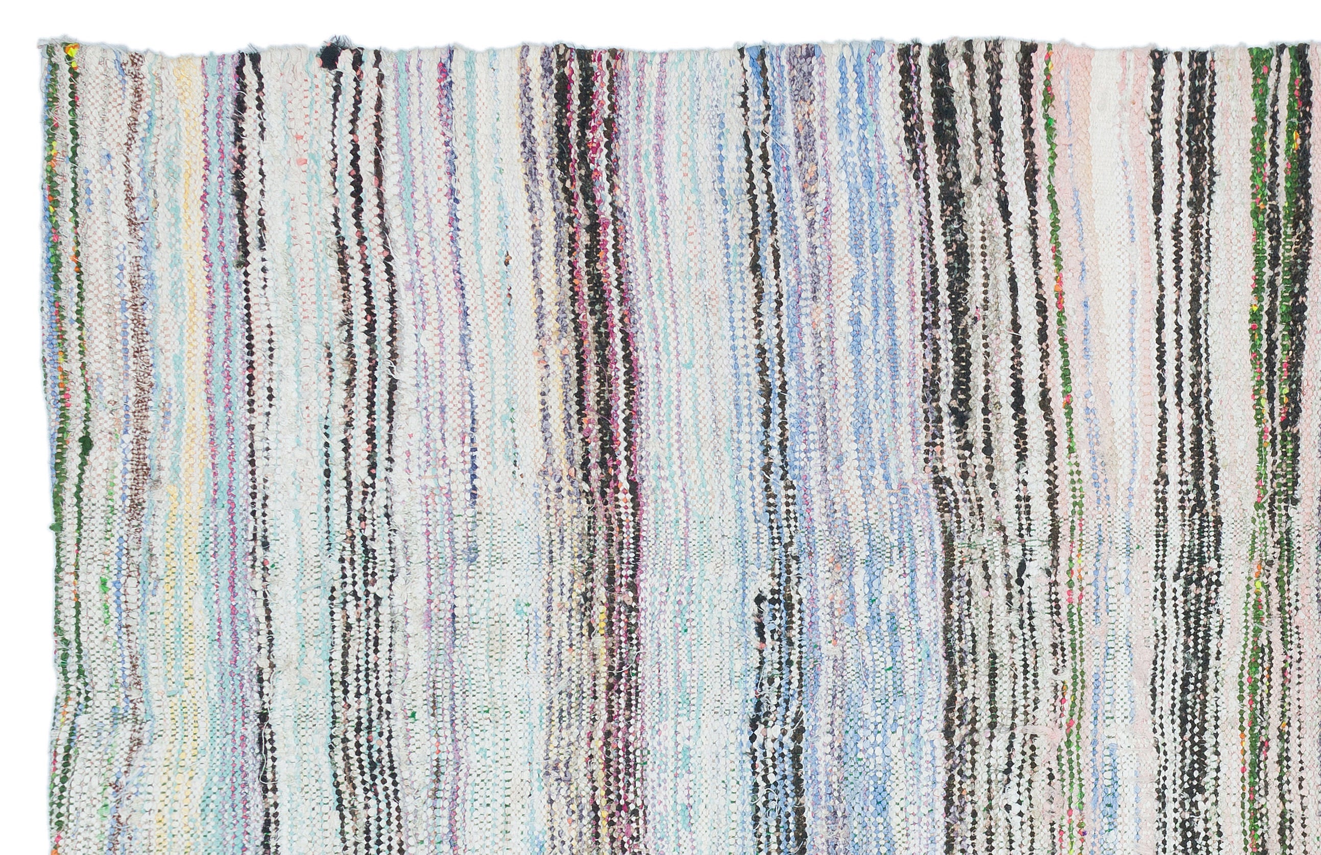Girit Beige Striped Wool Handmade Area Rug 4'10" x 7'9"