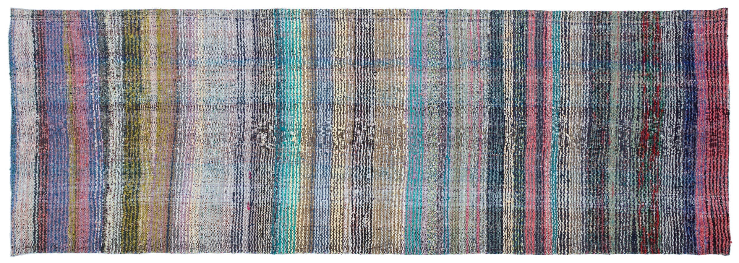Girit Beige Striped Wool Handmade Area Rug 4'3" x 12'5"