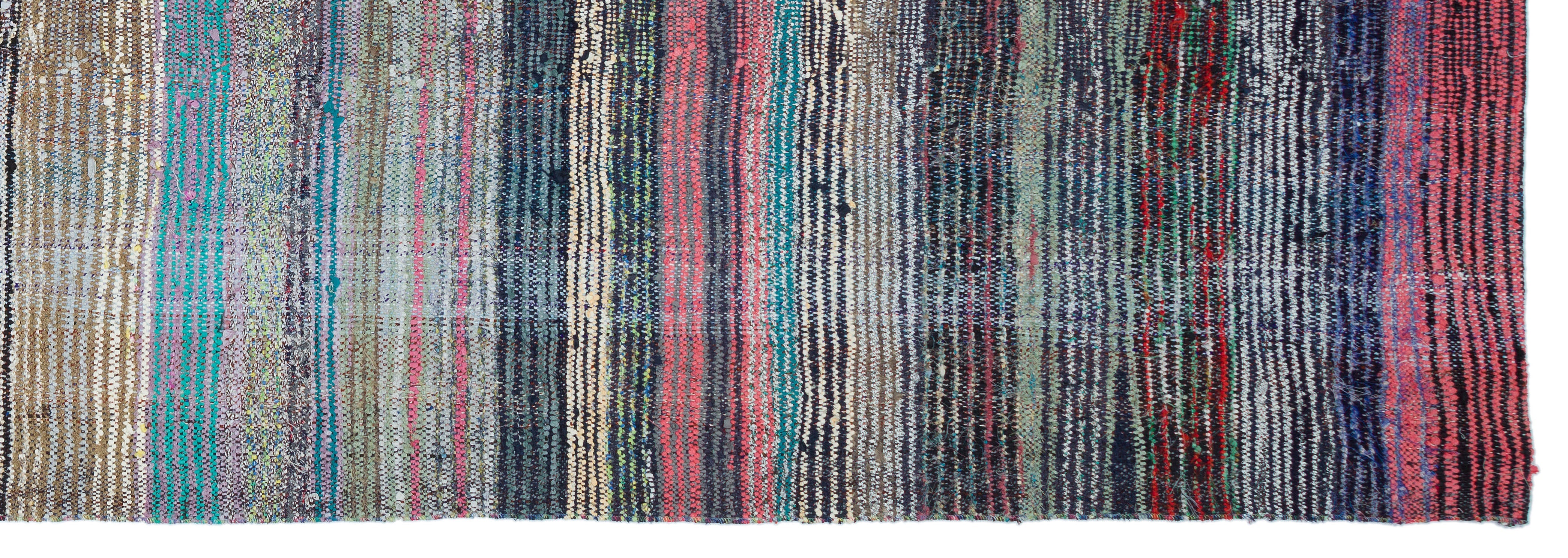 Girit Beige Striped Wool Handmade Area Rug 4'3" x 12'5"