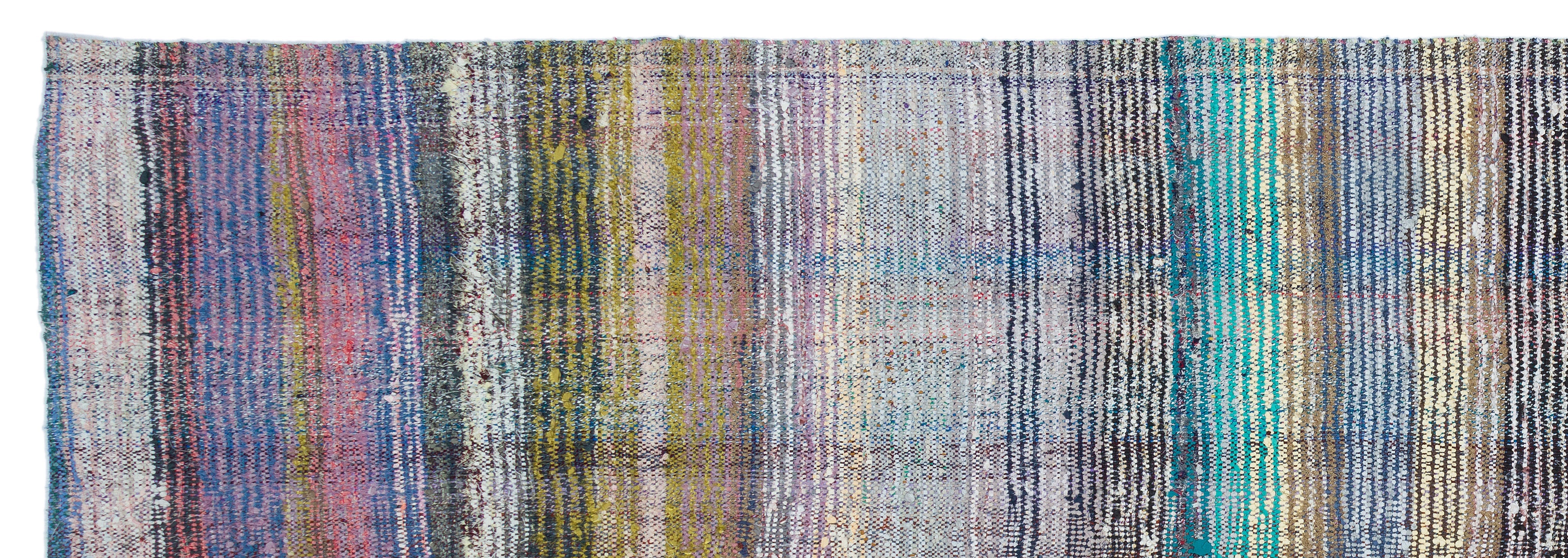 Girit Beige Striped Wool Handmade Area Rug 4'3" x 12'5"