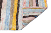 Girit Beige Striped Wool Handmade Area Rug 4'6" x 5'7"