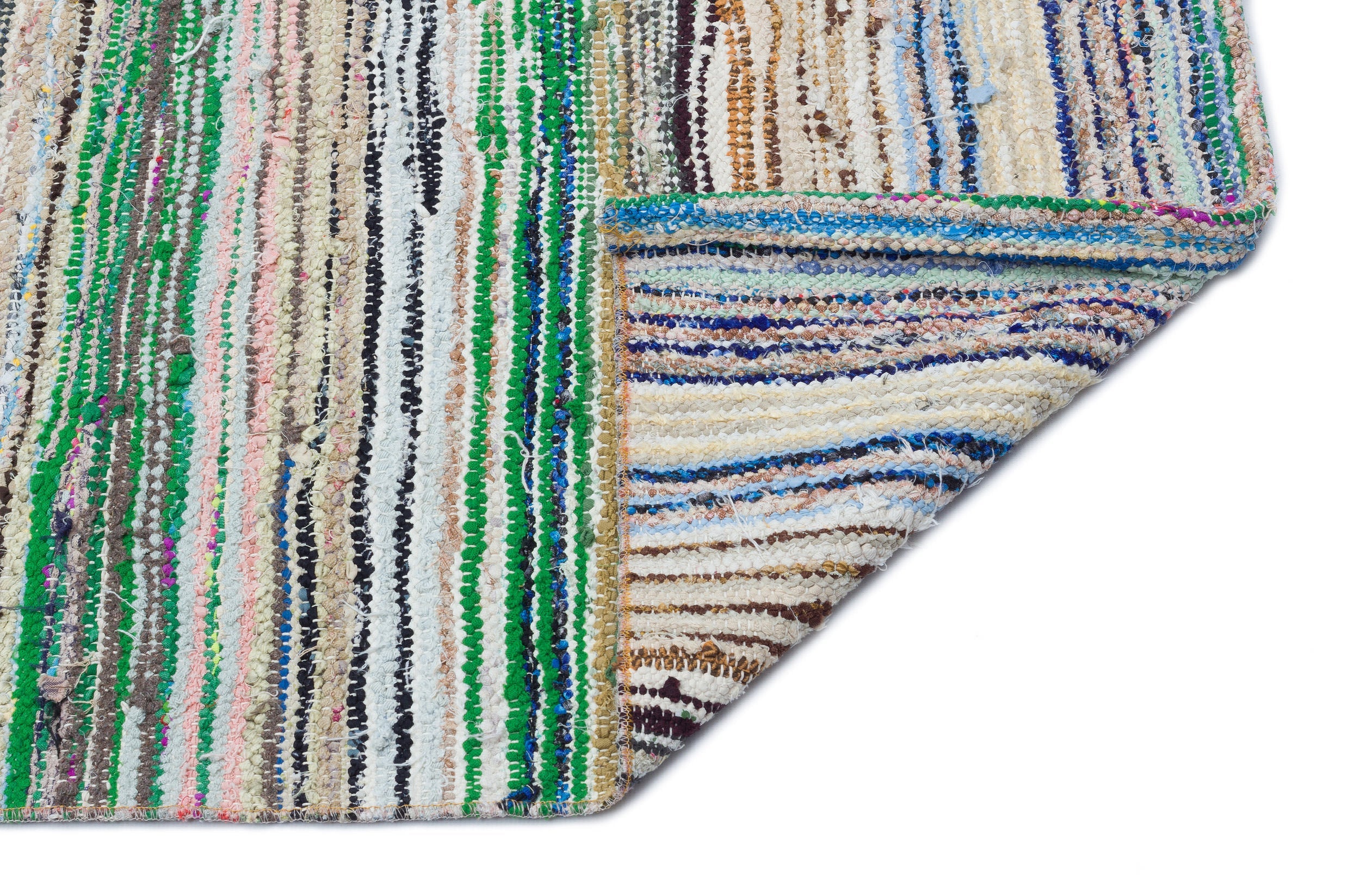 Girit Beige Striped Wool Handmade Area Rug 4'0" x 10'7"