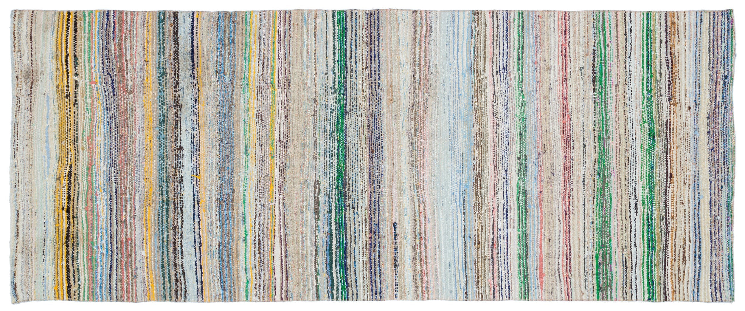 Girit Beige Striped Wool Handmade Area Rug 4'0" x 10'7"