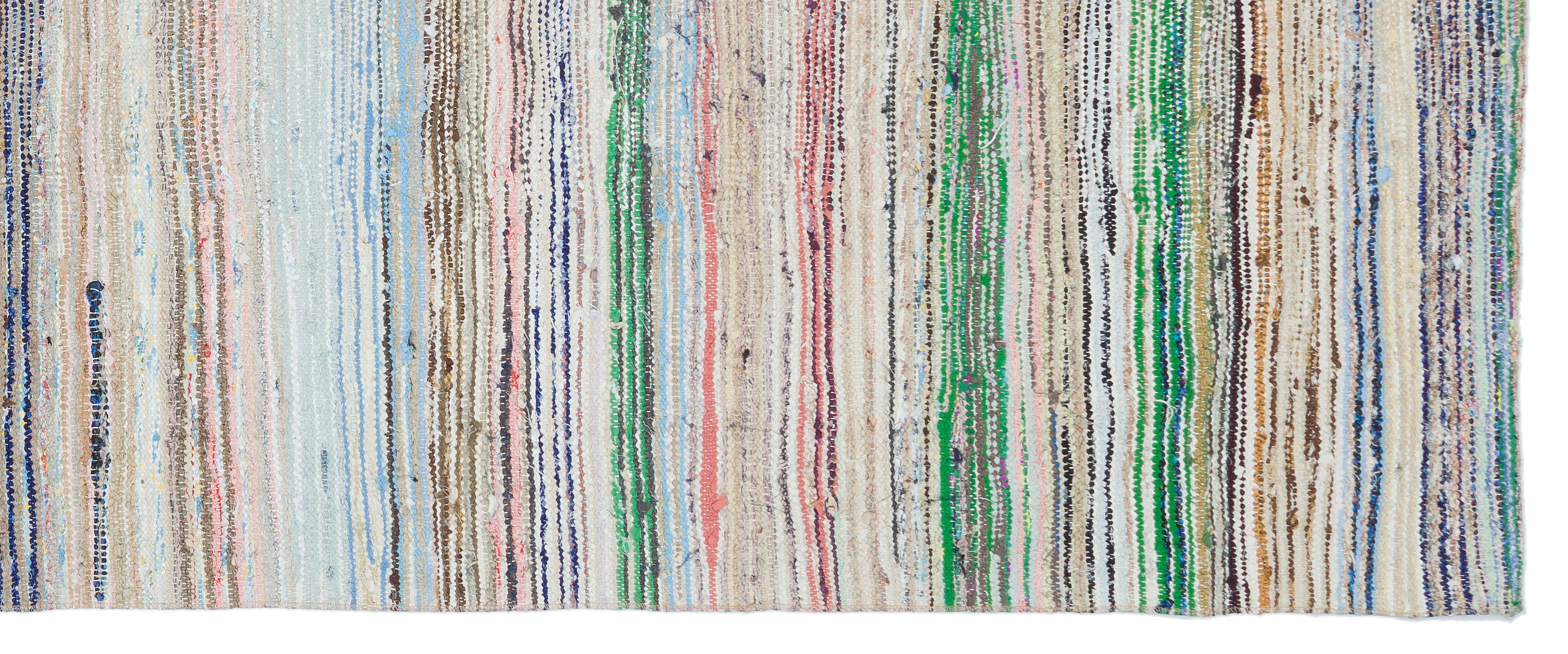 Girit Beige Striped Wool Handmade Area Rug 4'0" x 10'7"