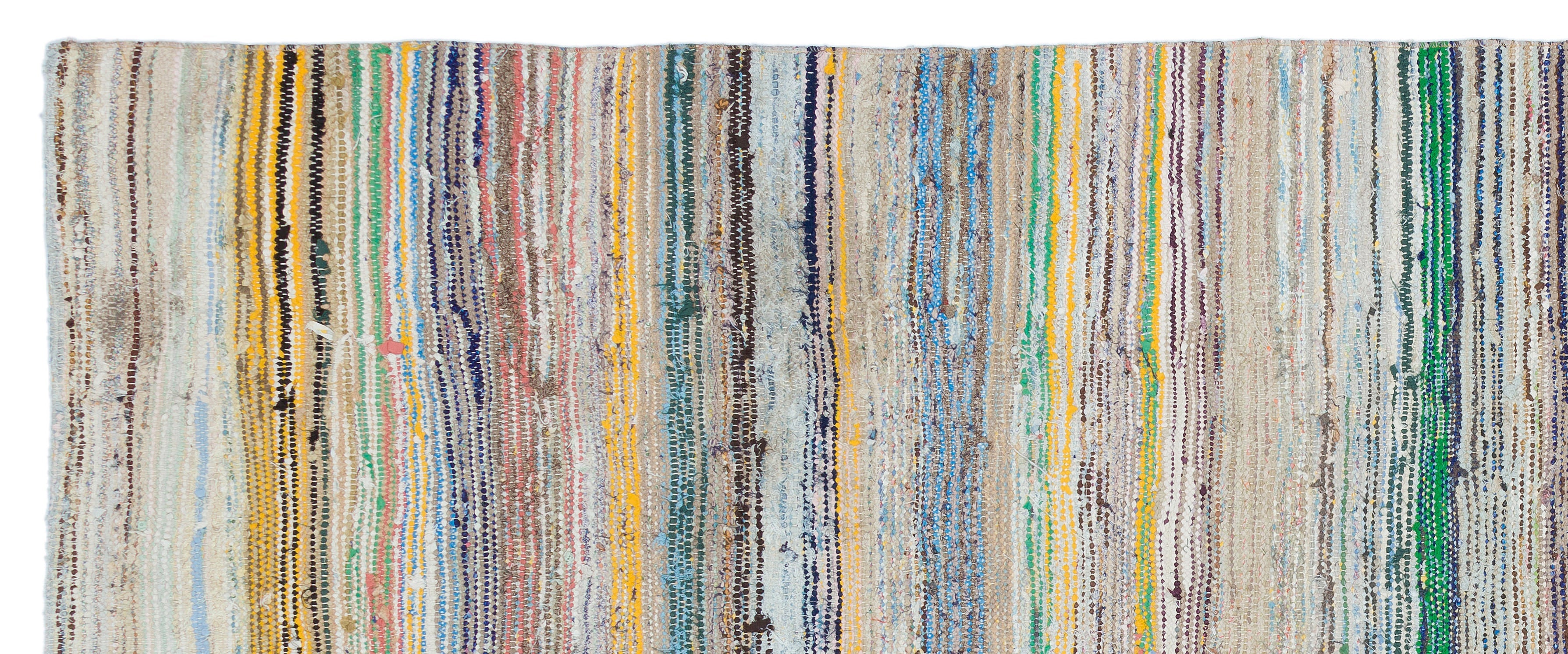 Girit Beige Striped Wool Handmade Area Rug 4'0" x 10'7"