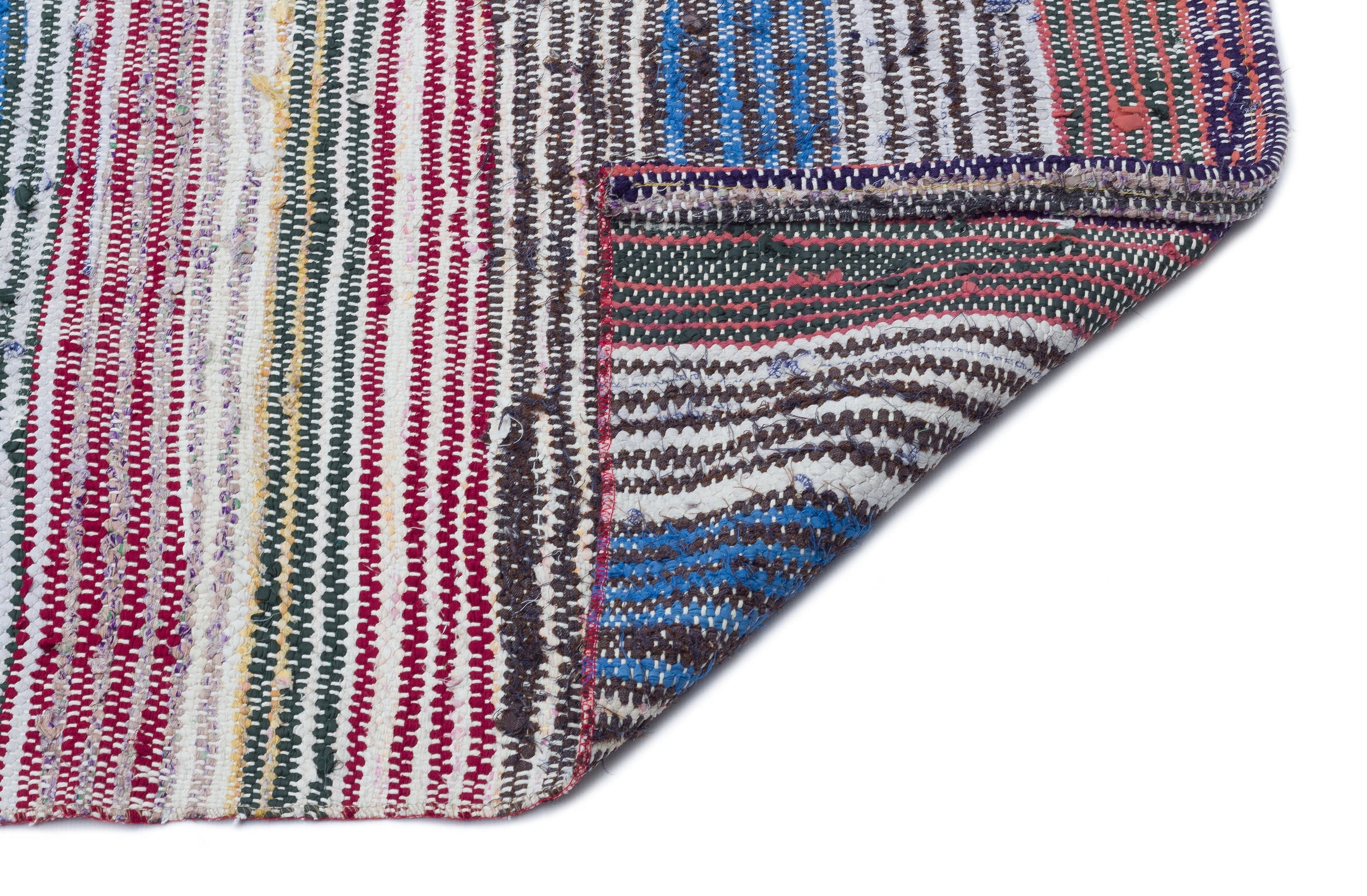 Girit Beige Striped Wool Handmade Area Rug 4'5" x 11'3"