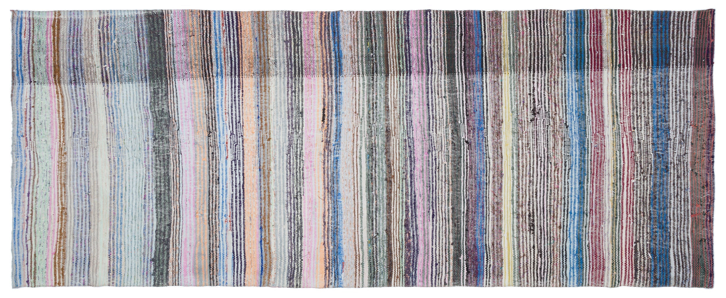 Girit Beige Striped Wool Handmade Area Rug 4'5" x 11'3"