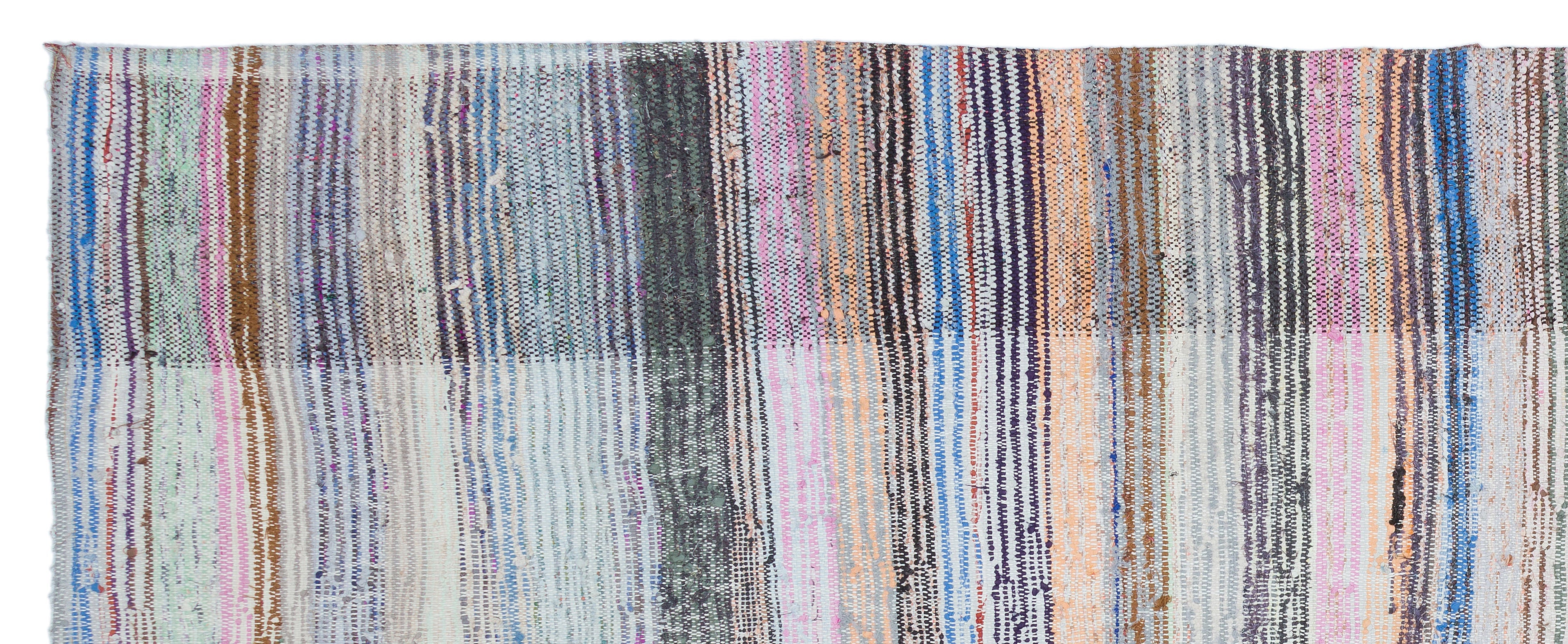 Girit Beige Striped Wool Handmade Area Rug 4'5" x 11'3"