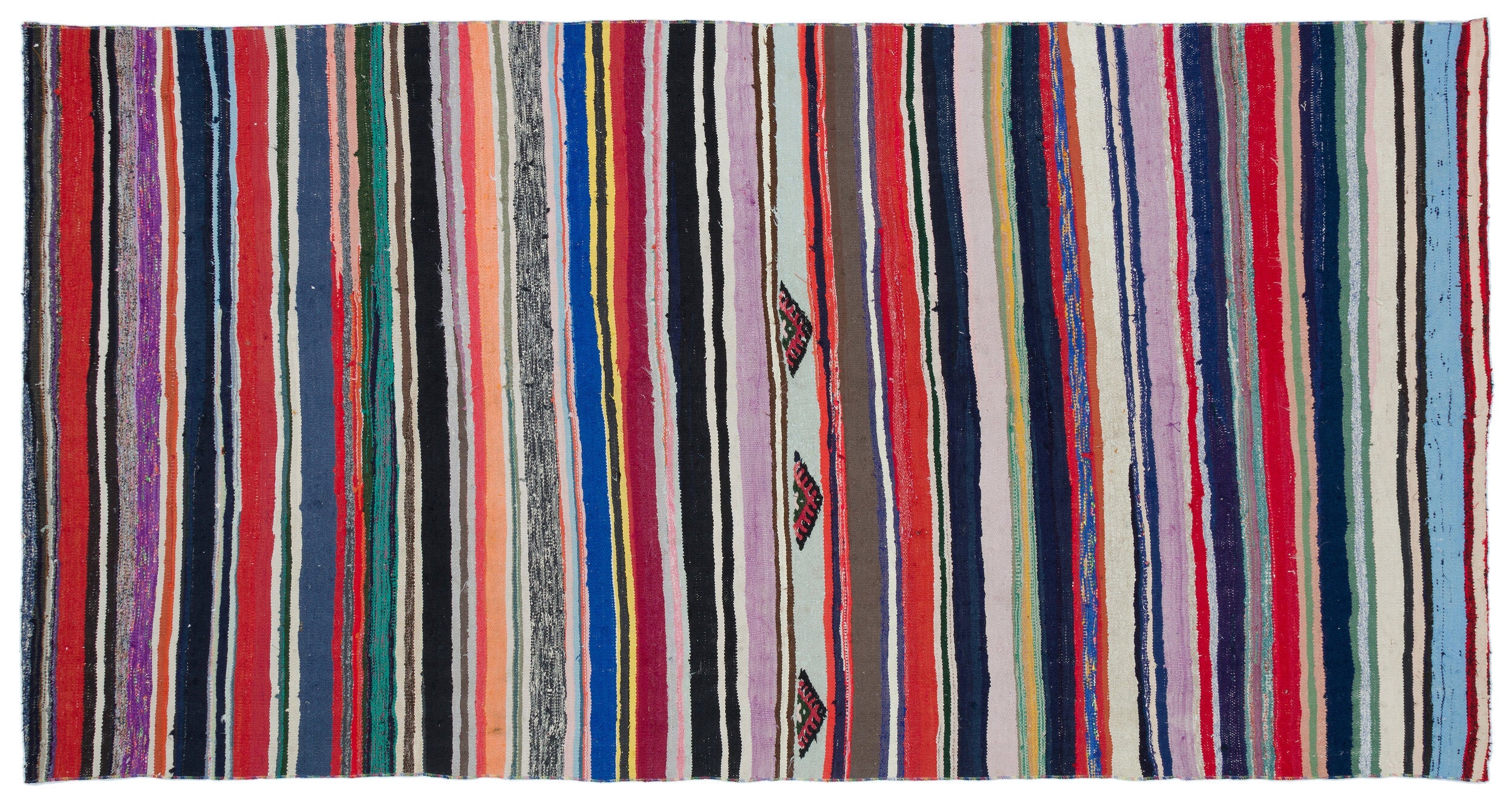 Girit Beige Striped Wool Handmade Area Rug 5'4" x 9'11"