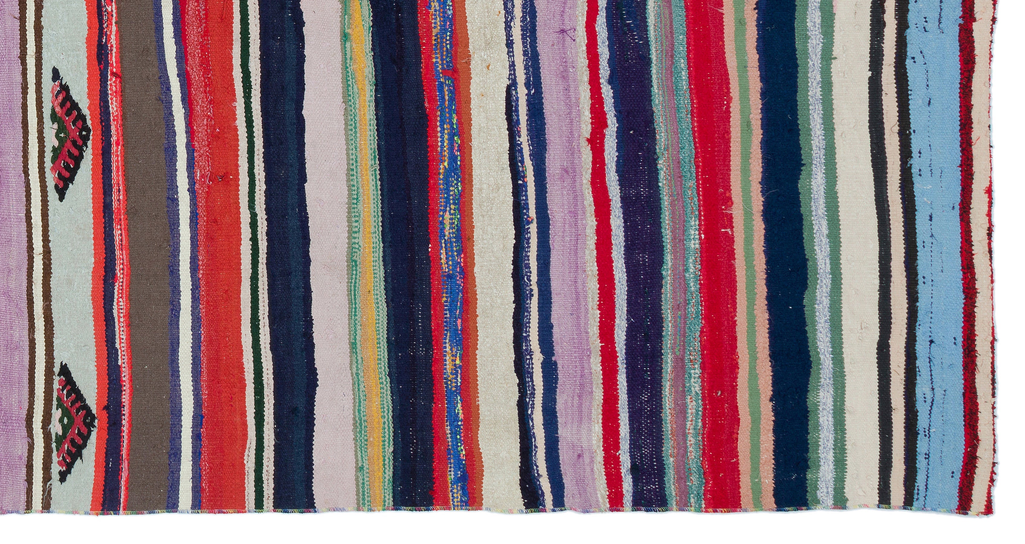 Girit Beige Striped Wool Handmade Area Rug 5'4" x 9'11"