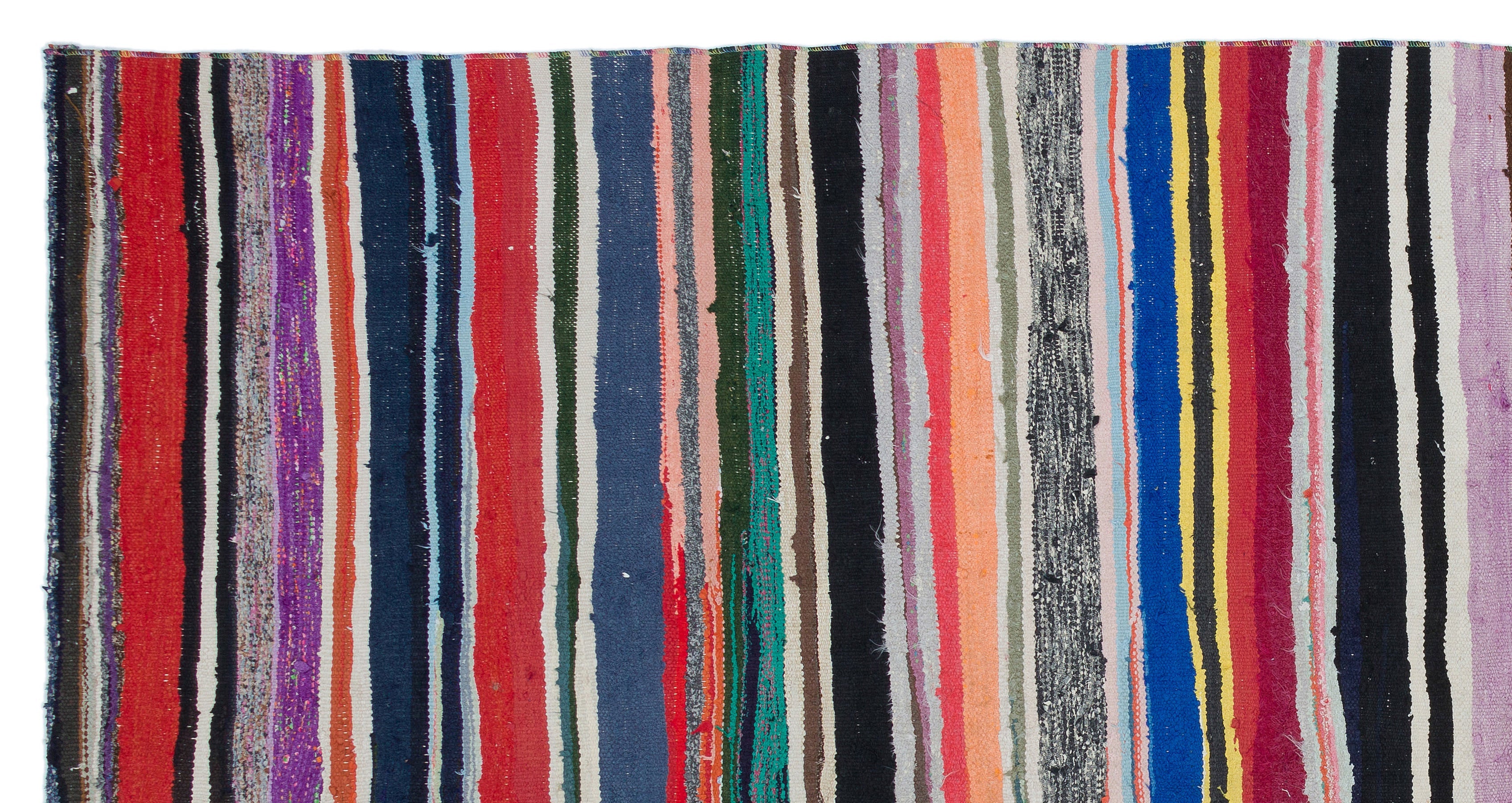 Girit Beige Striped Wool Handmade Area Rug 5'4" x 9'11"