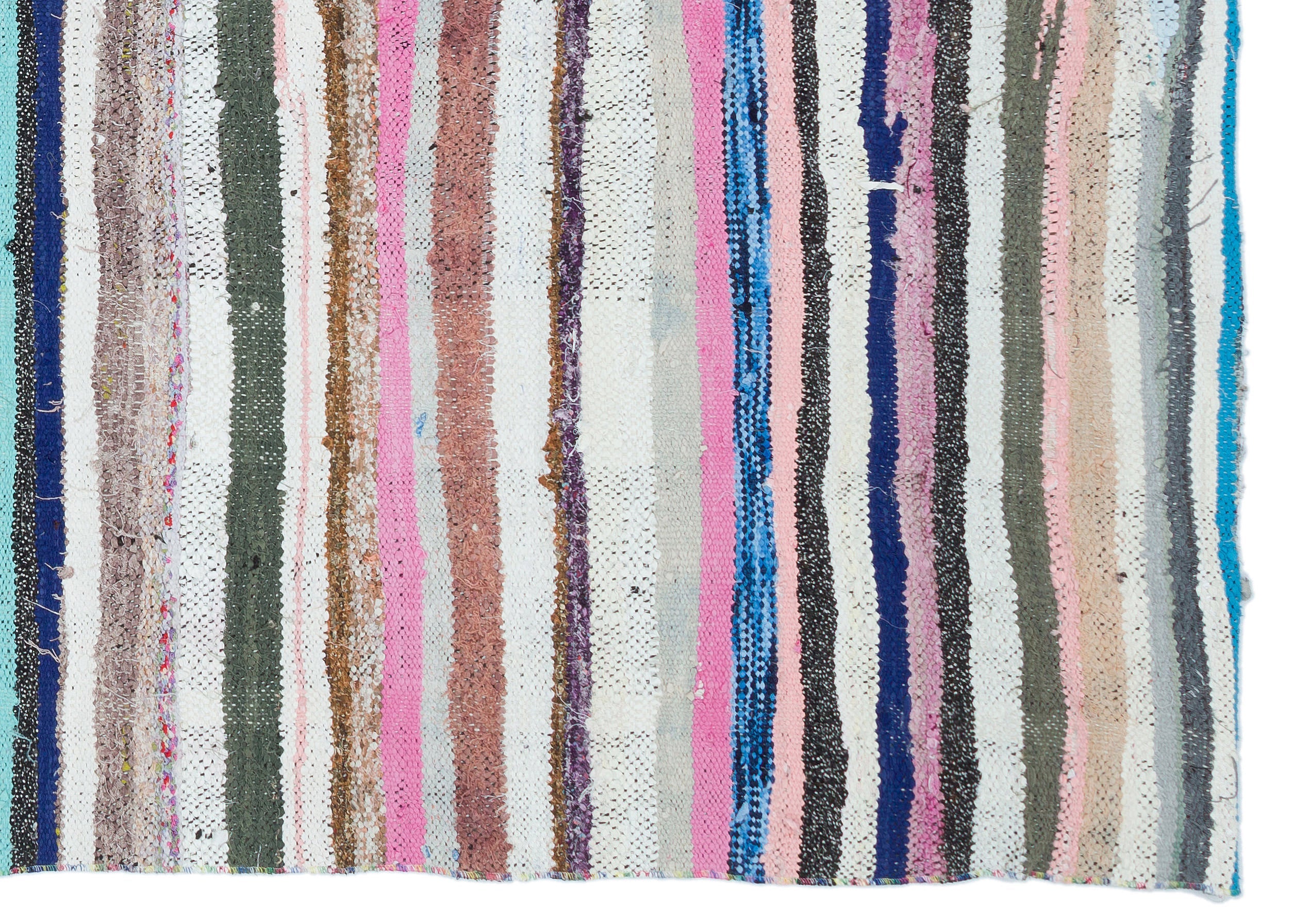Girit Beige Striped Wool Handmade Area Rug 5'3" x 7'3"