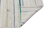 Girit Beige Striped Wool Handmade Area Rug 3'8" x 9'11"