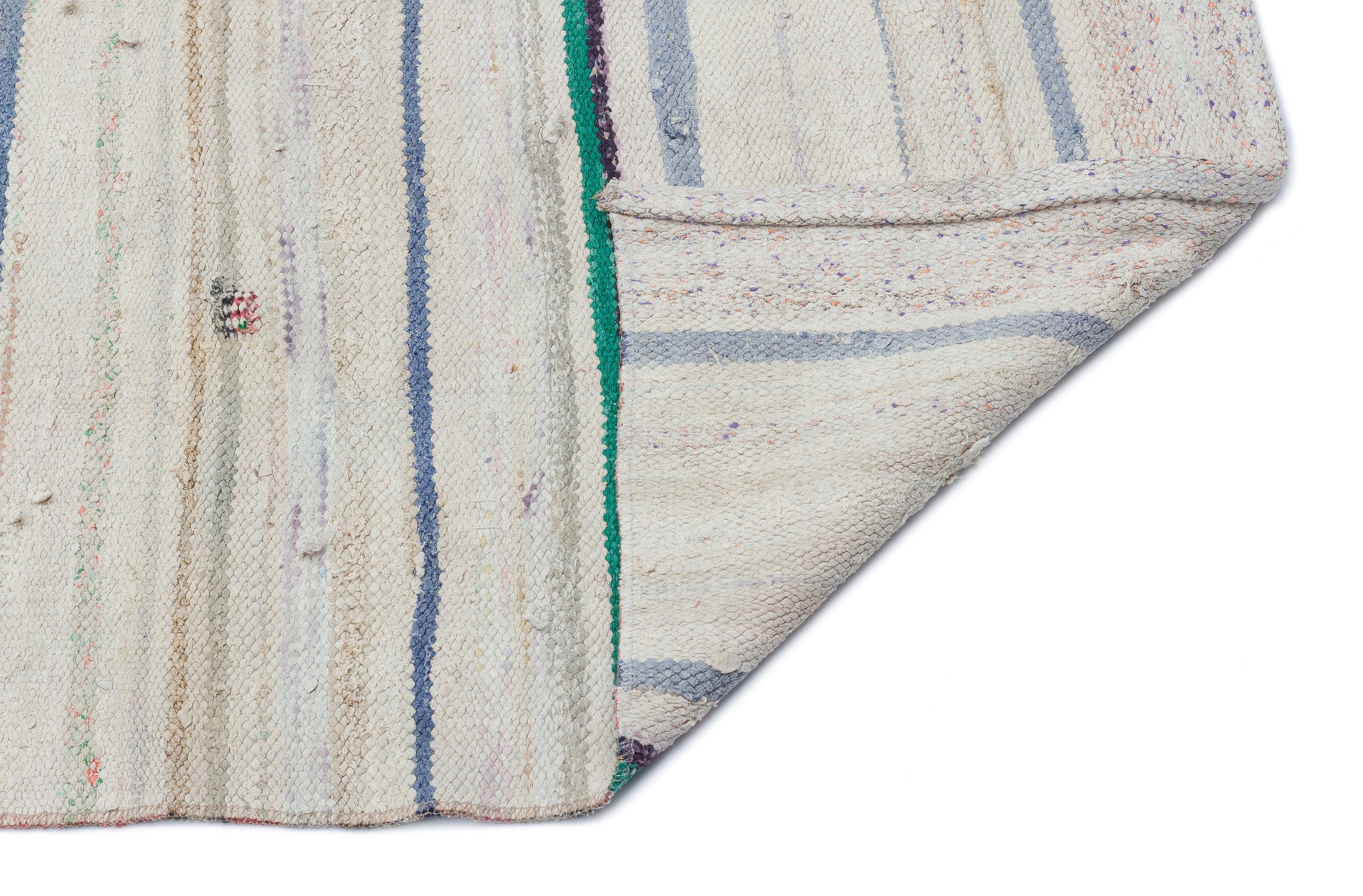 Girit Beige Striped Wool Handmade Area Rug 3'8" x 9'11"