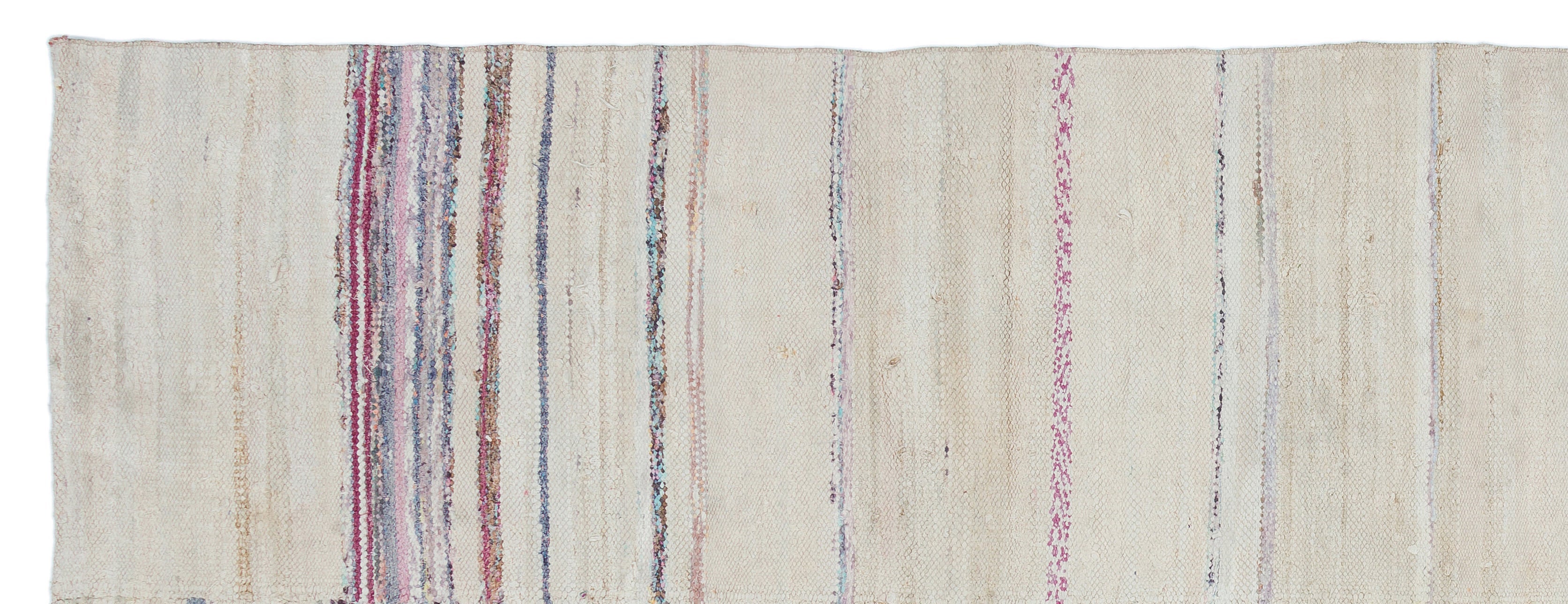 Girit Beige Striped Wool Handmade Area Rug 3'8" x 9'11"