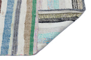 Girit Beige Striped Wool Handmade Area Rug 5'1" x 8'7"