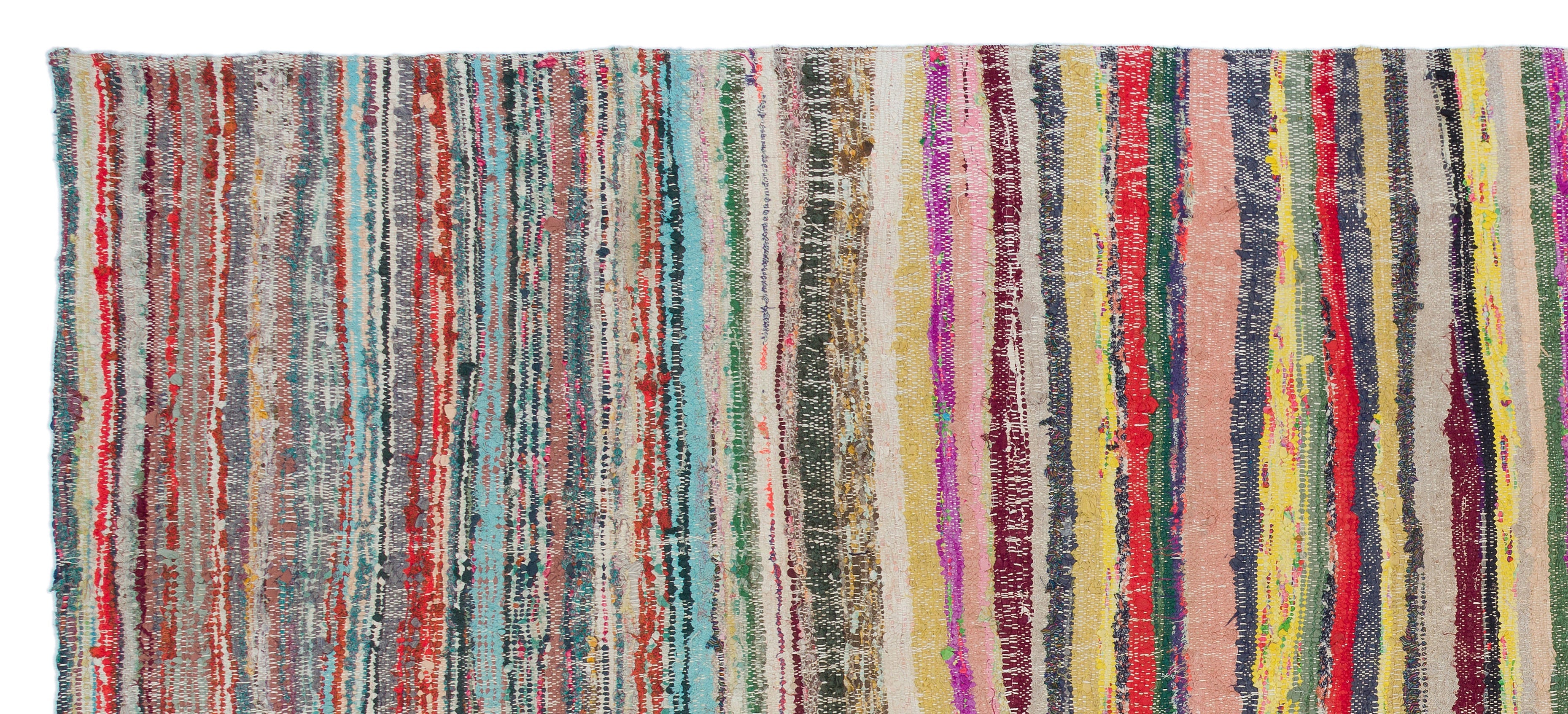 Girit Beige Striped Wool Handmade Area Rug 4'10" x 11'1"