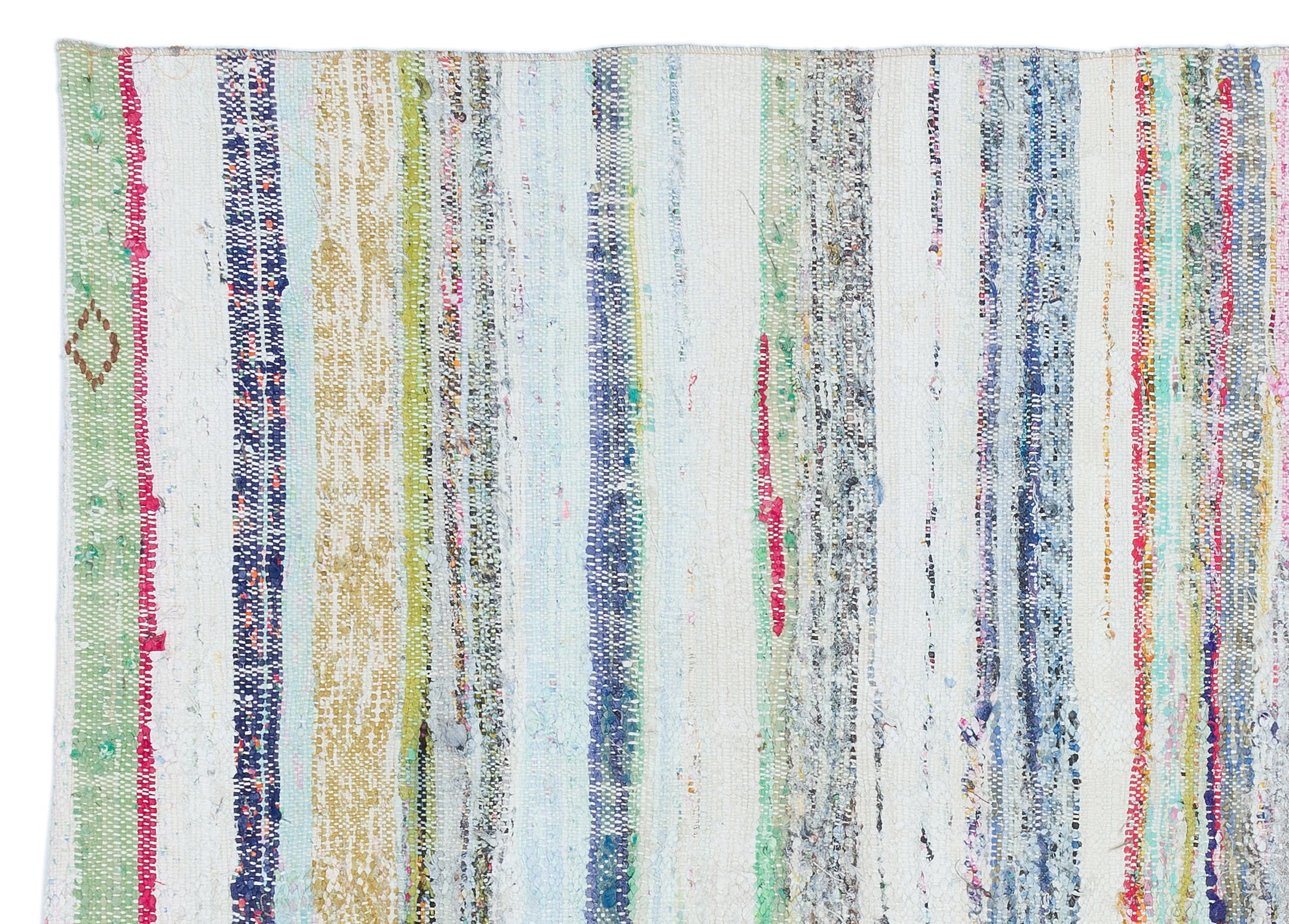 Girit Beige Striped Wool Handmade Area Rug 4'6" x 6'4"