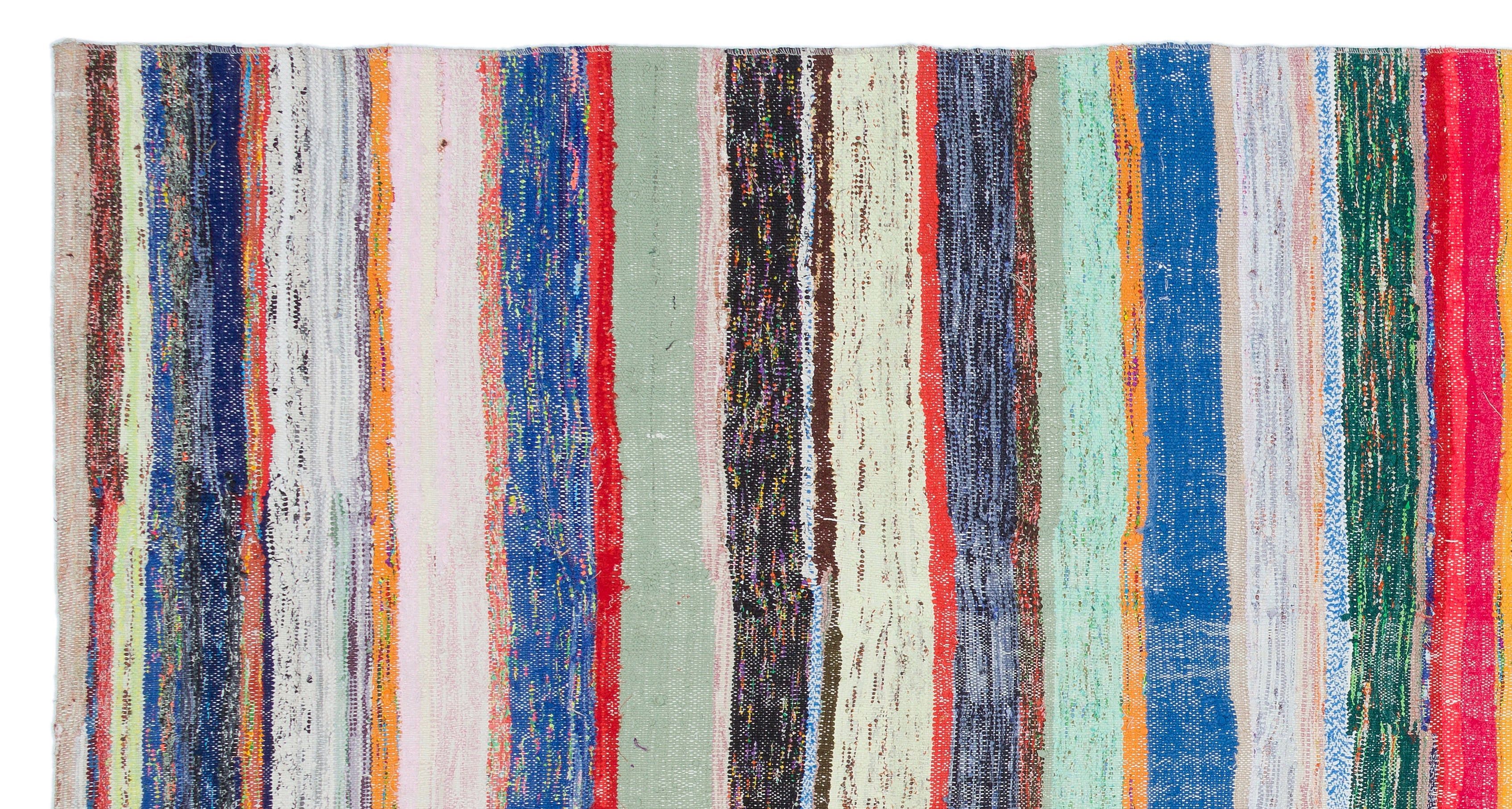 Girit Beige Striped Wool Handmade Area Rug 5'4" x 10'2"