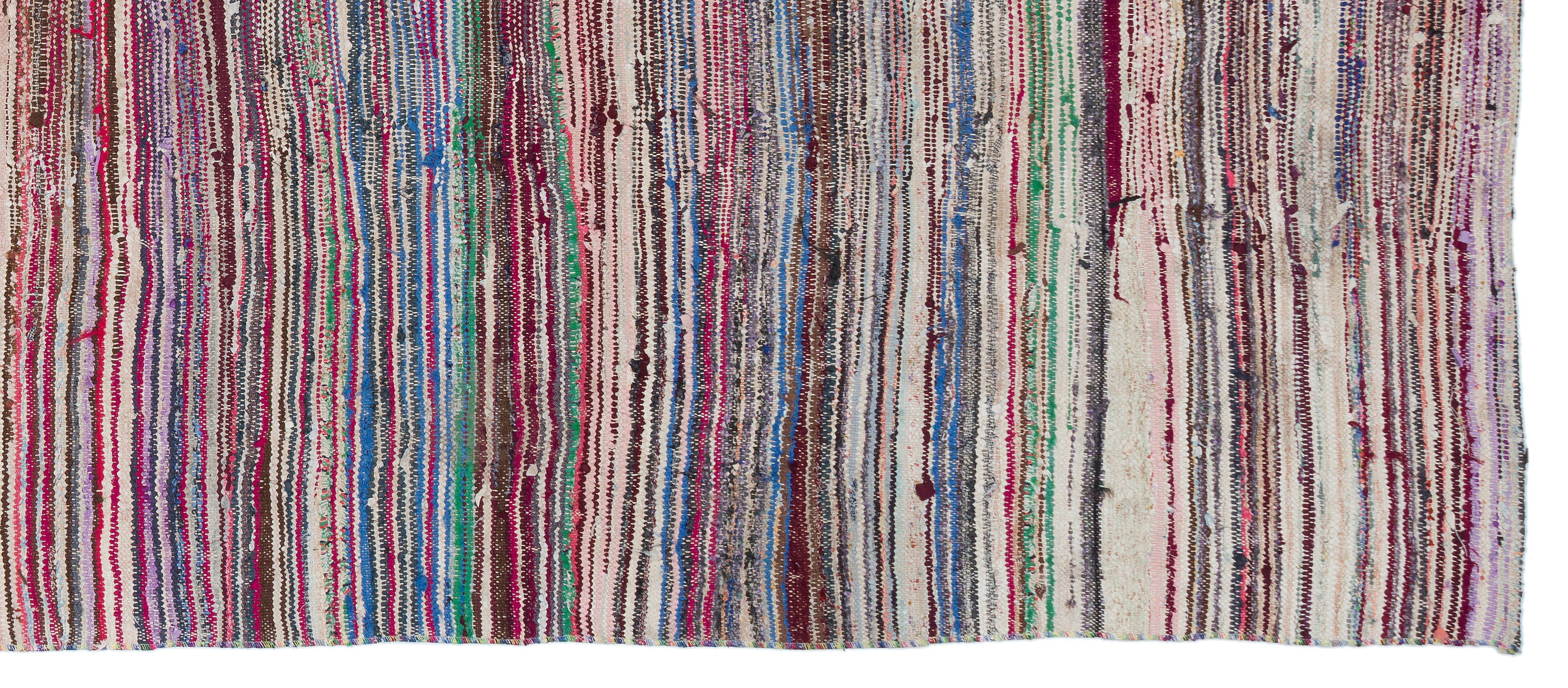 Girit Beige Striped Wool Handmade Area Rug 4'8" x 11'5"