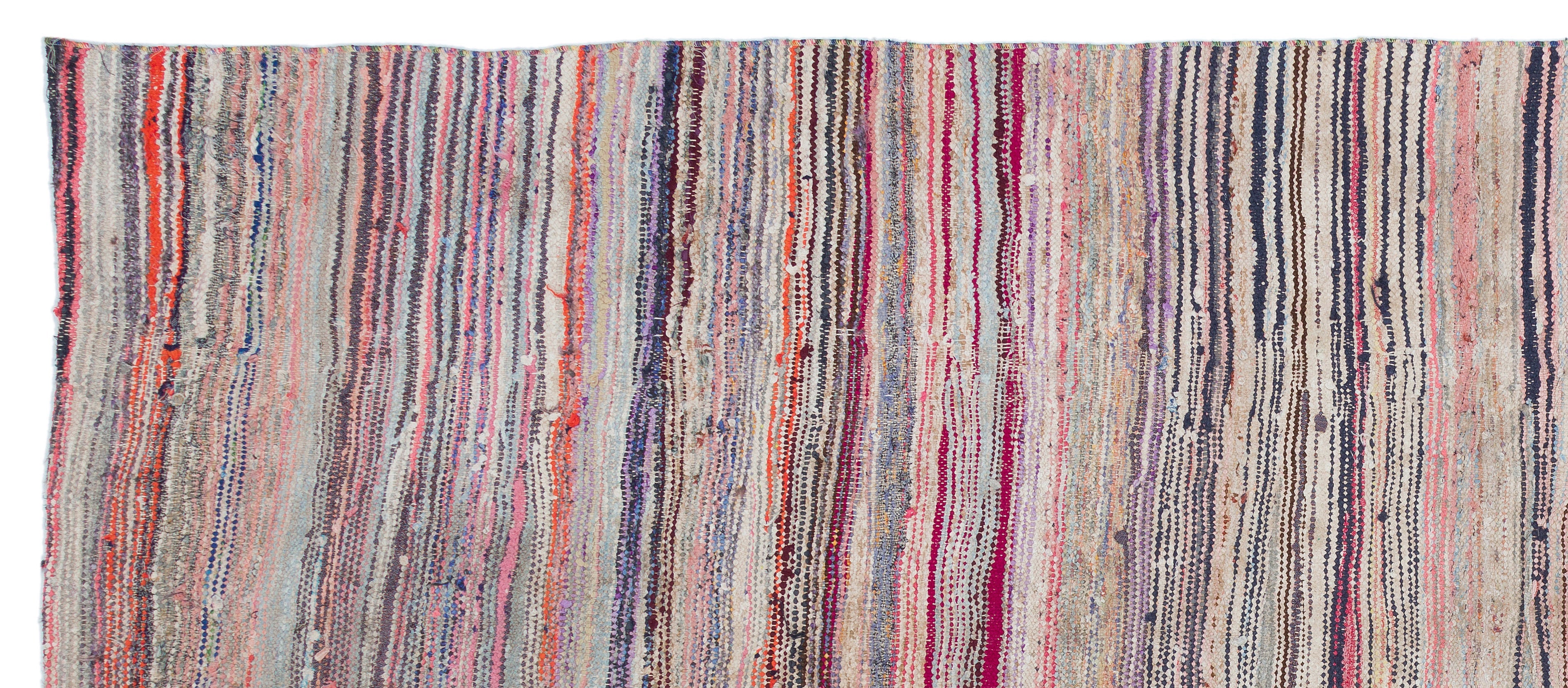 Girit Beige Striped Wool Handmade Area Rug 4'8" x 11'5"