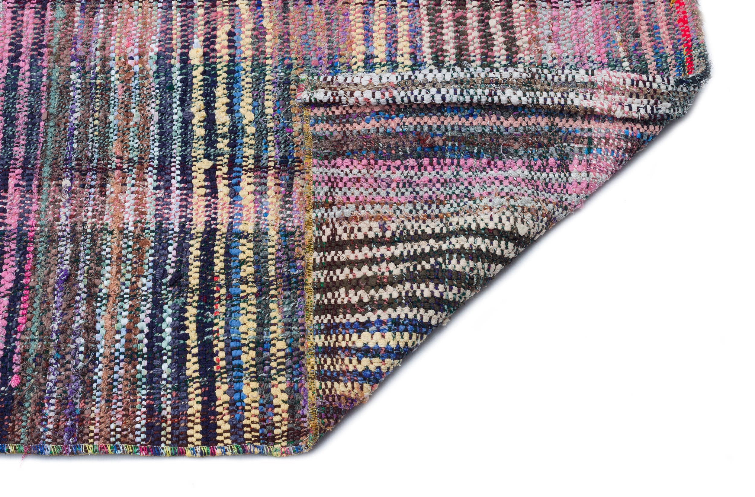 Girit Beige Striped Wool Handmade Area Rug 4'11" x 10'4"