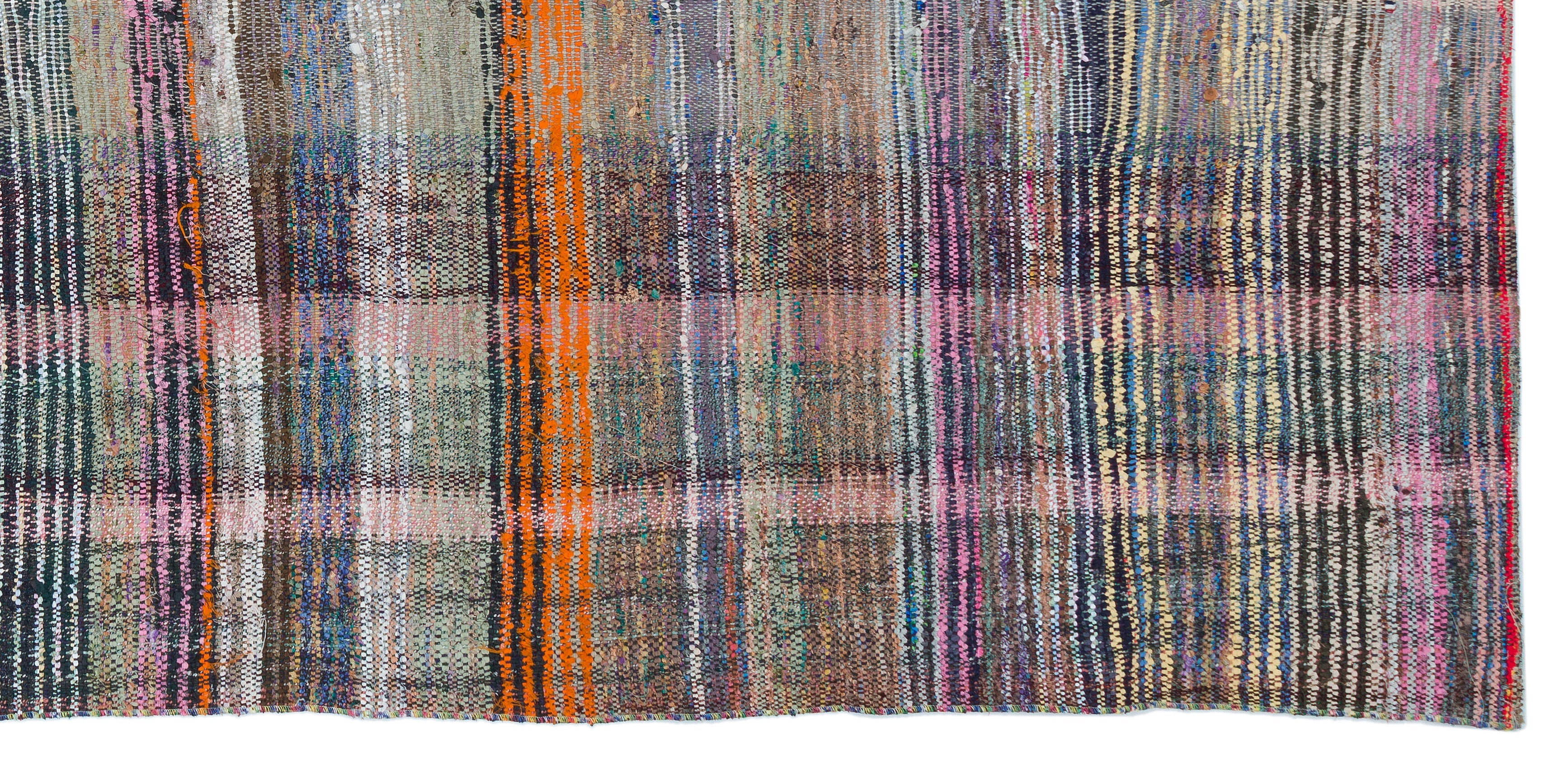 Girit Beige Striped Wool Handmade Area Rug 4'11" x 10'4"