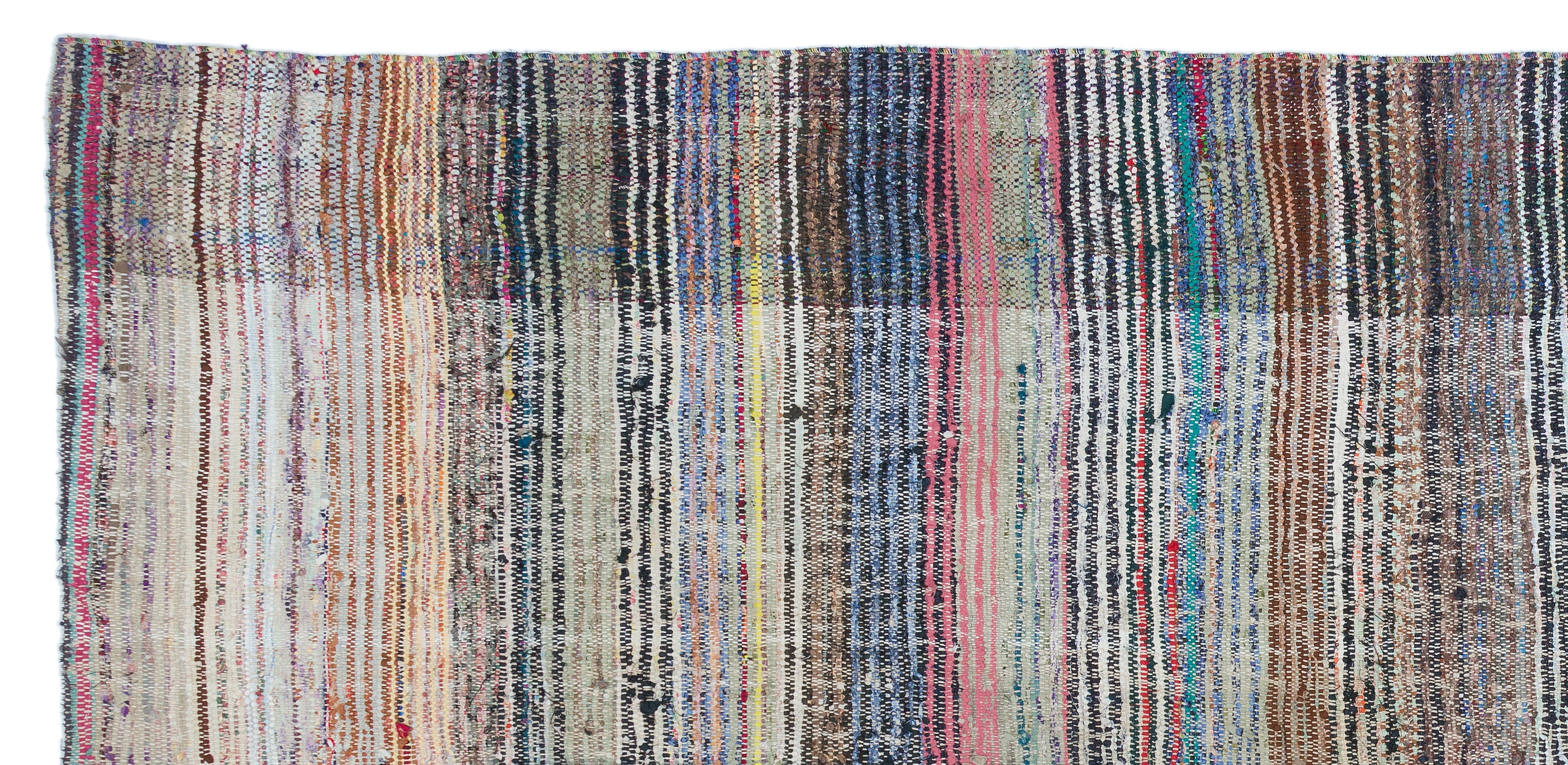 Girit Beige Striped Wool Handmade Area Rug 4'11" x 10'4"