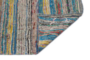 Girit Beige Striped Wool Handmade Area Rug 4'11" x 10'8"