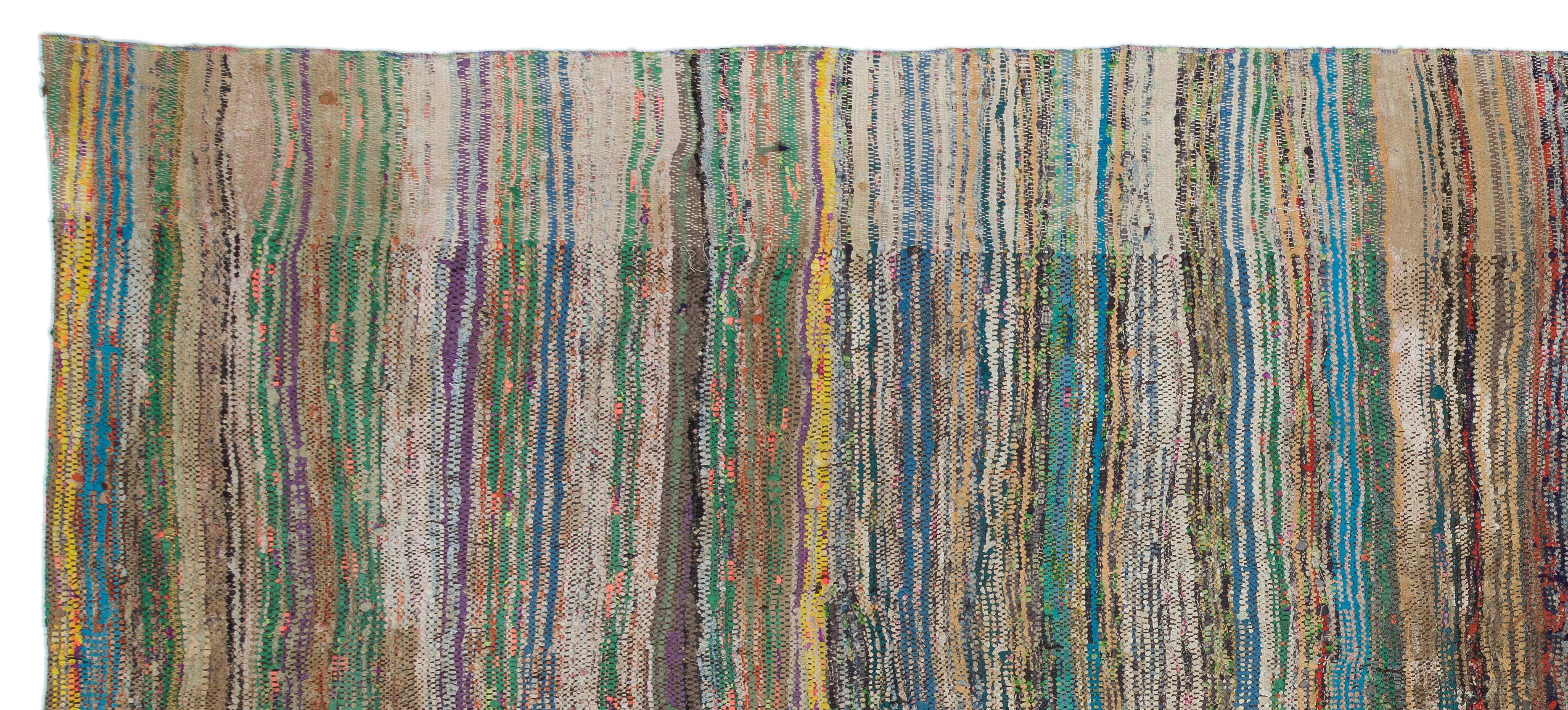 Girit Beige Striped Wool Handmade Area Rug 4'11" x 10'8"