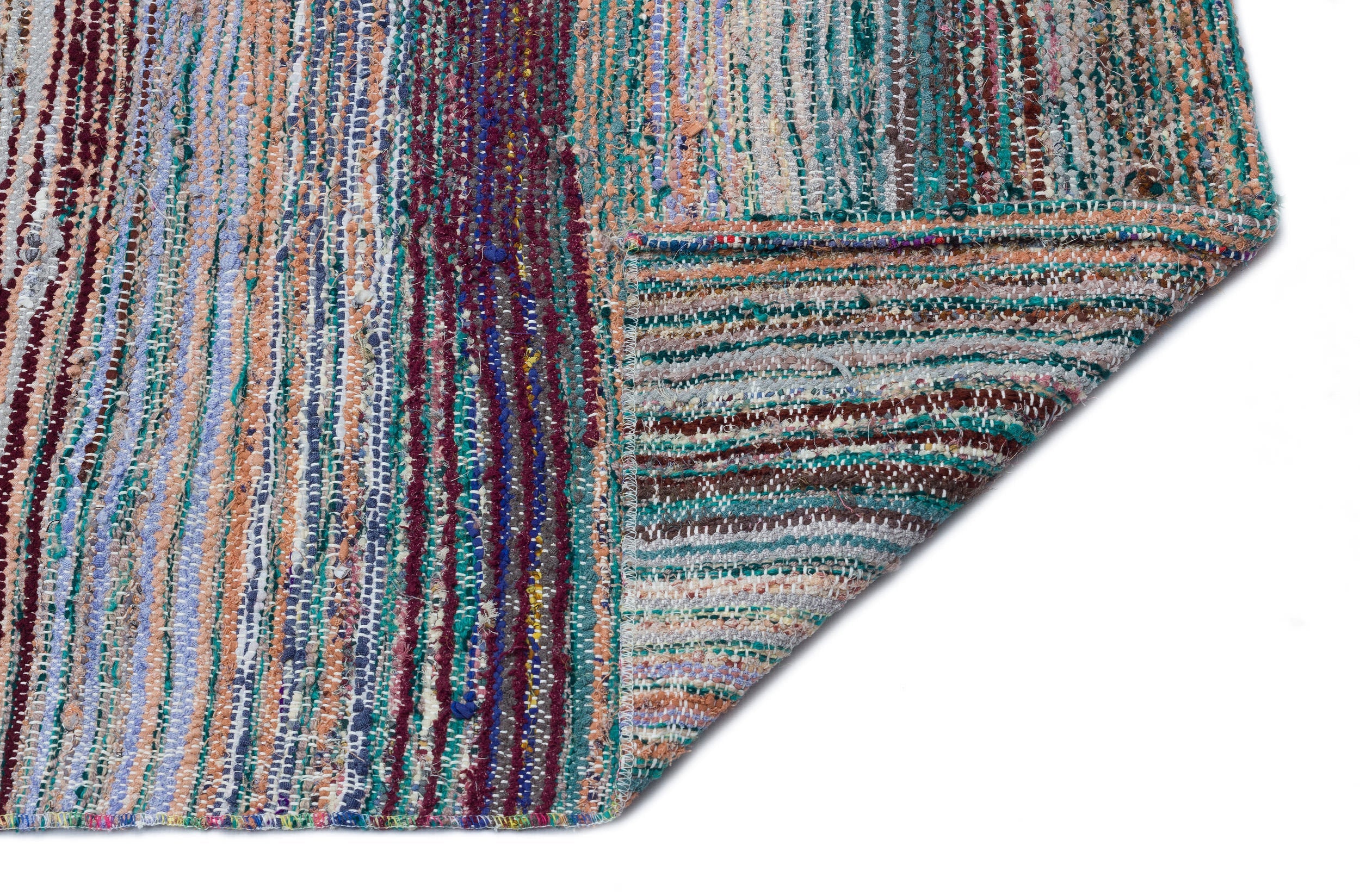 Girit Beige Striped Wool Handmade Area Rug 6'1" x 9'1"