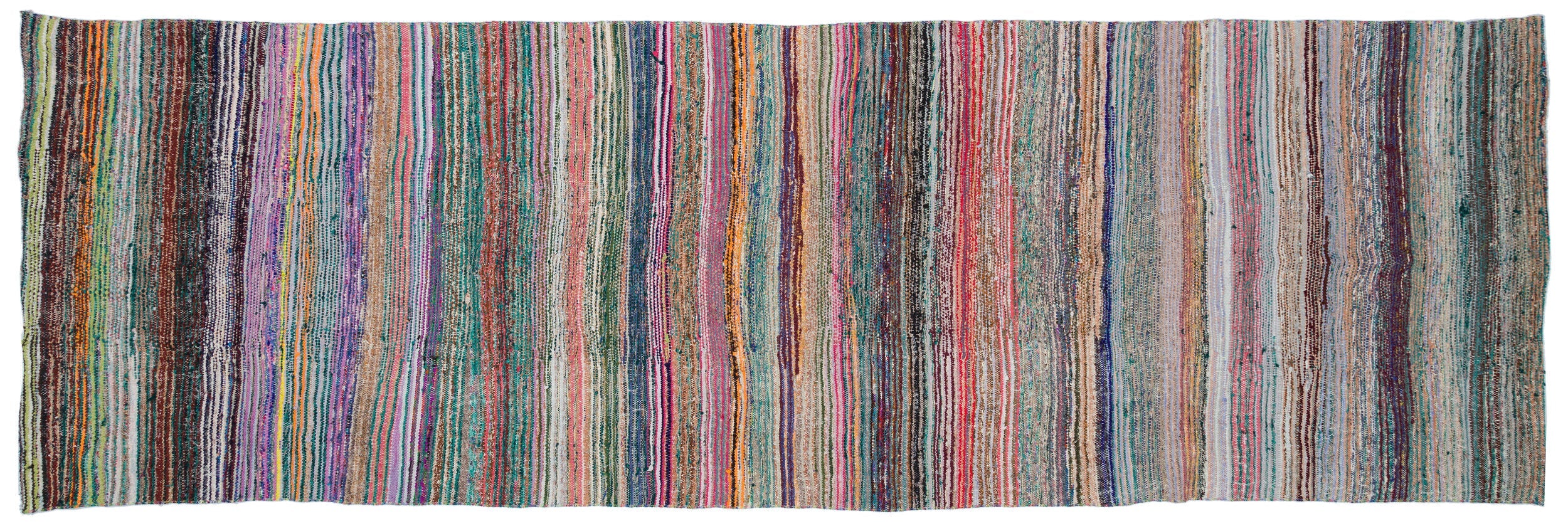 Girit Beige Striped Wool Handmade Area Rug 6'1" x 9'1"